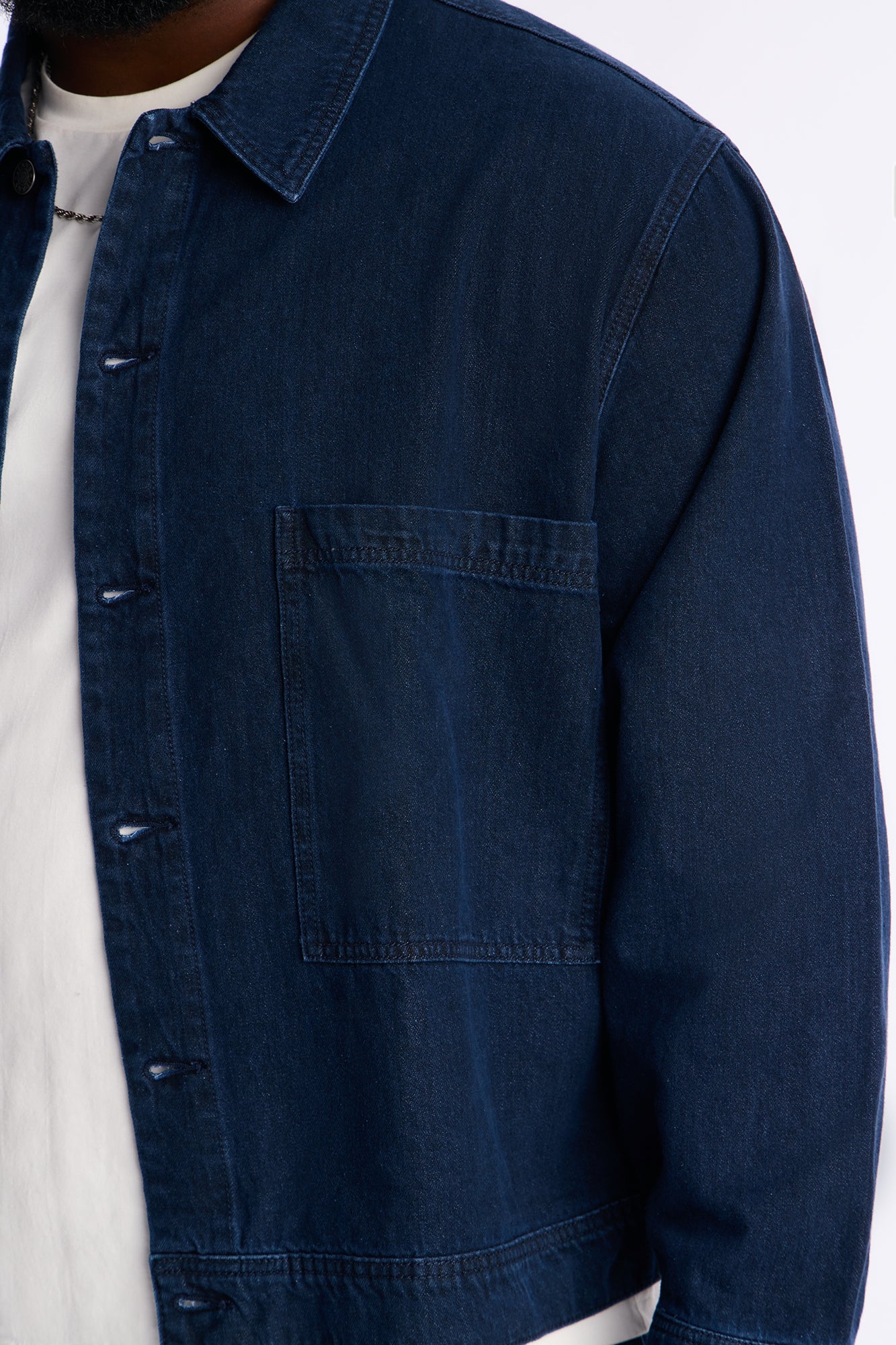 Cropped Aime Denim Work Jacket - Indigo