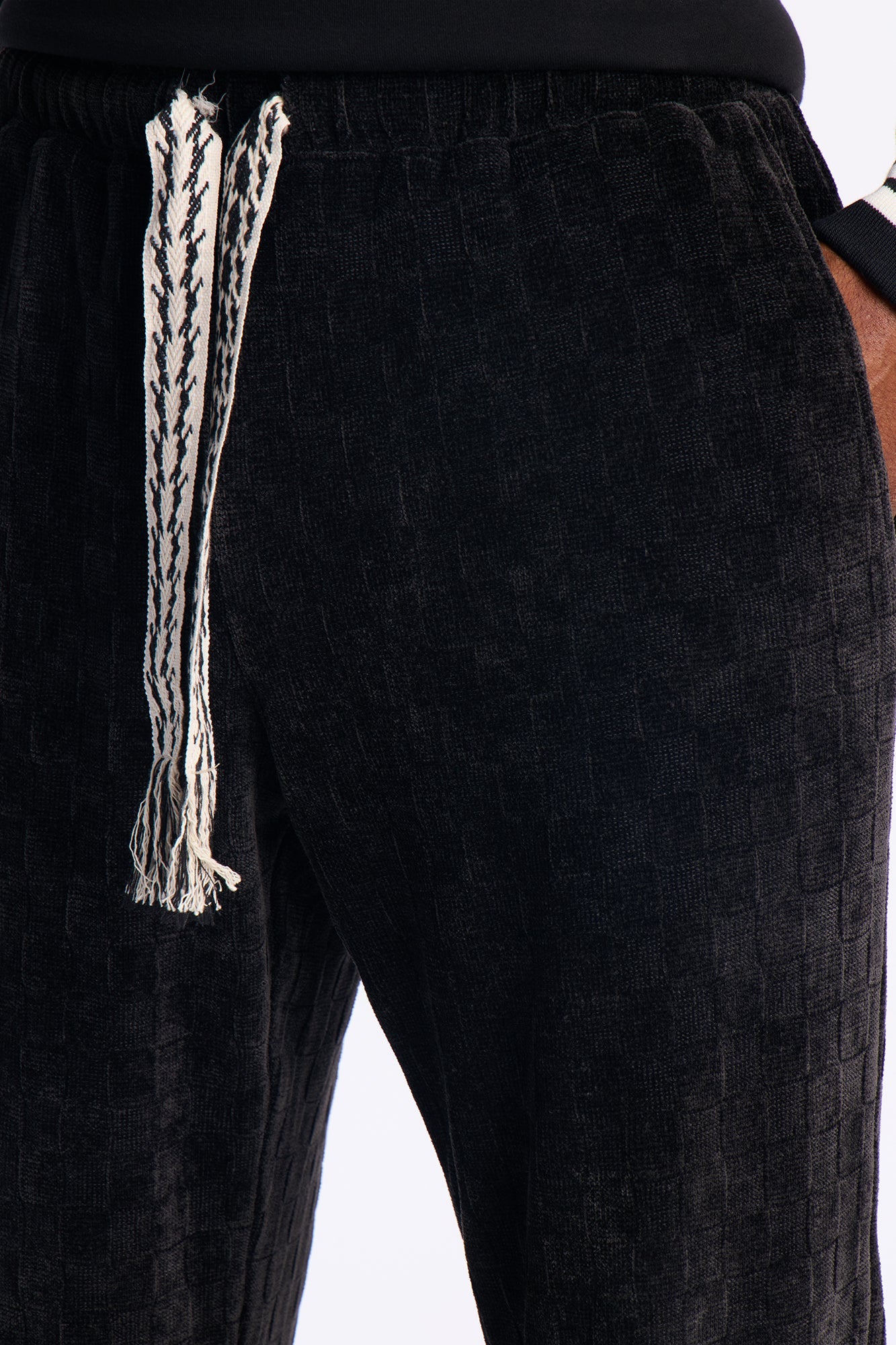 Straight Chenille Textured Pant - Black