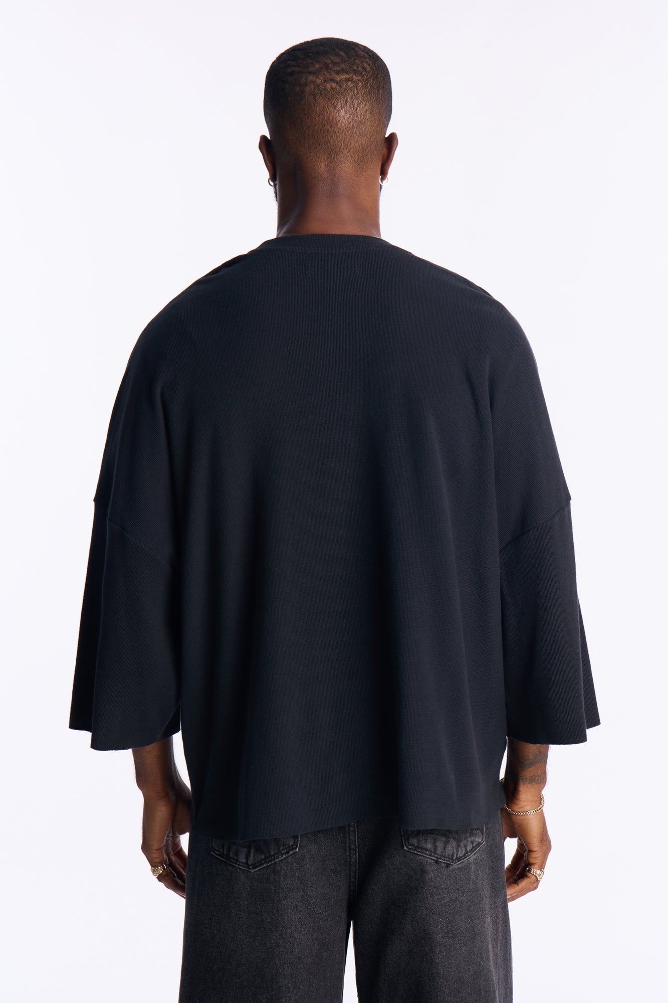 Relaxed Knit Crew Tee - Black