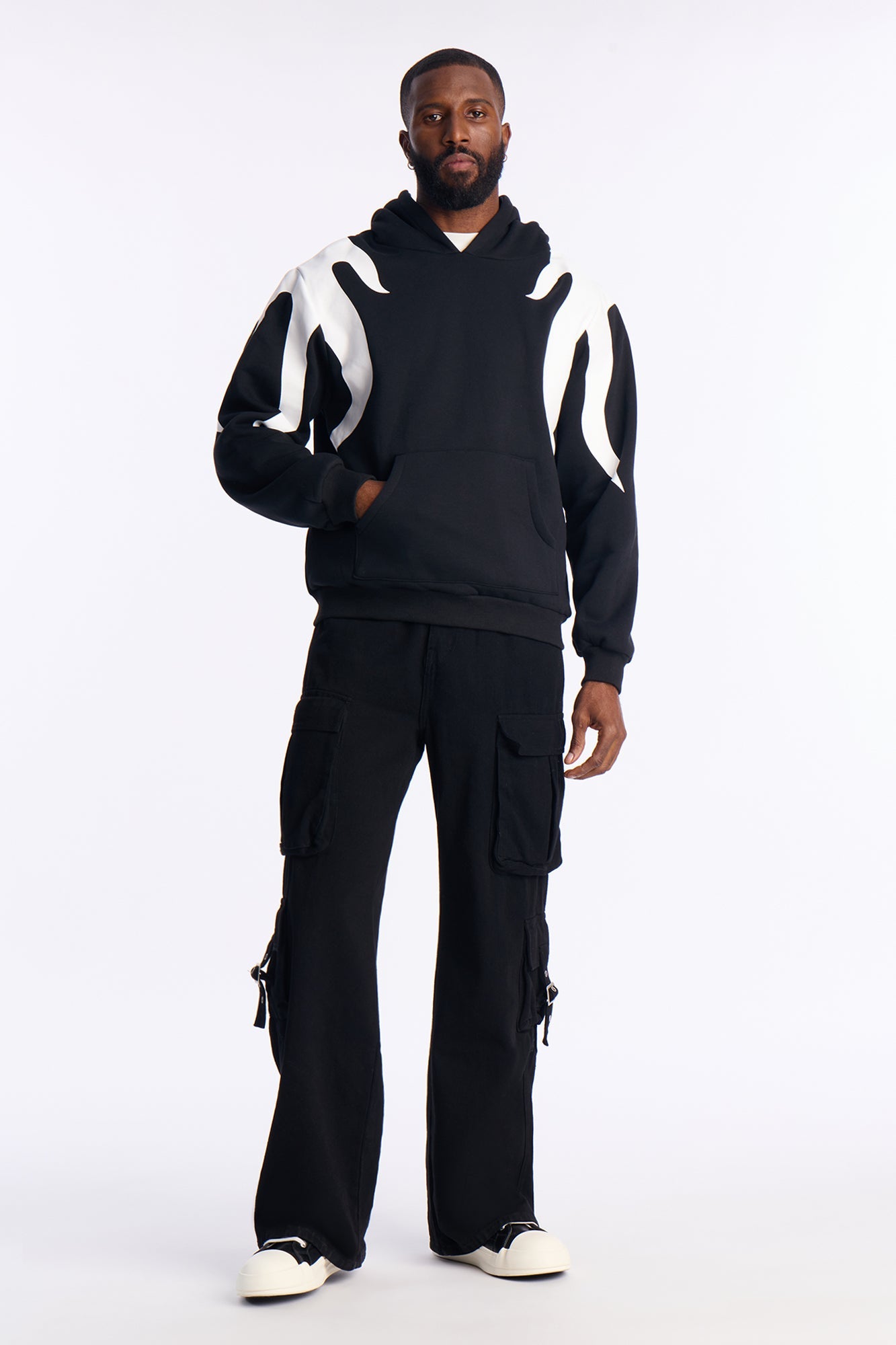 Fire Patched Hoodie - Black