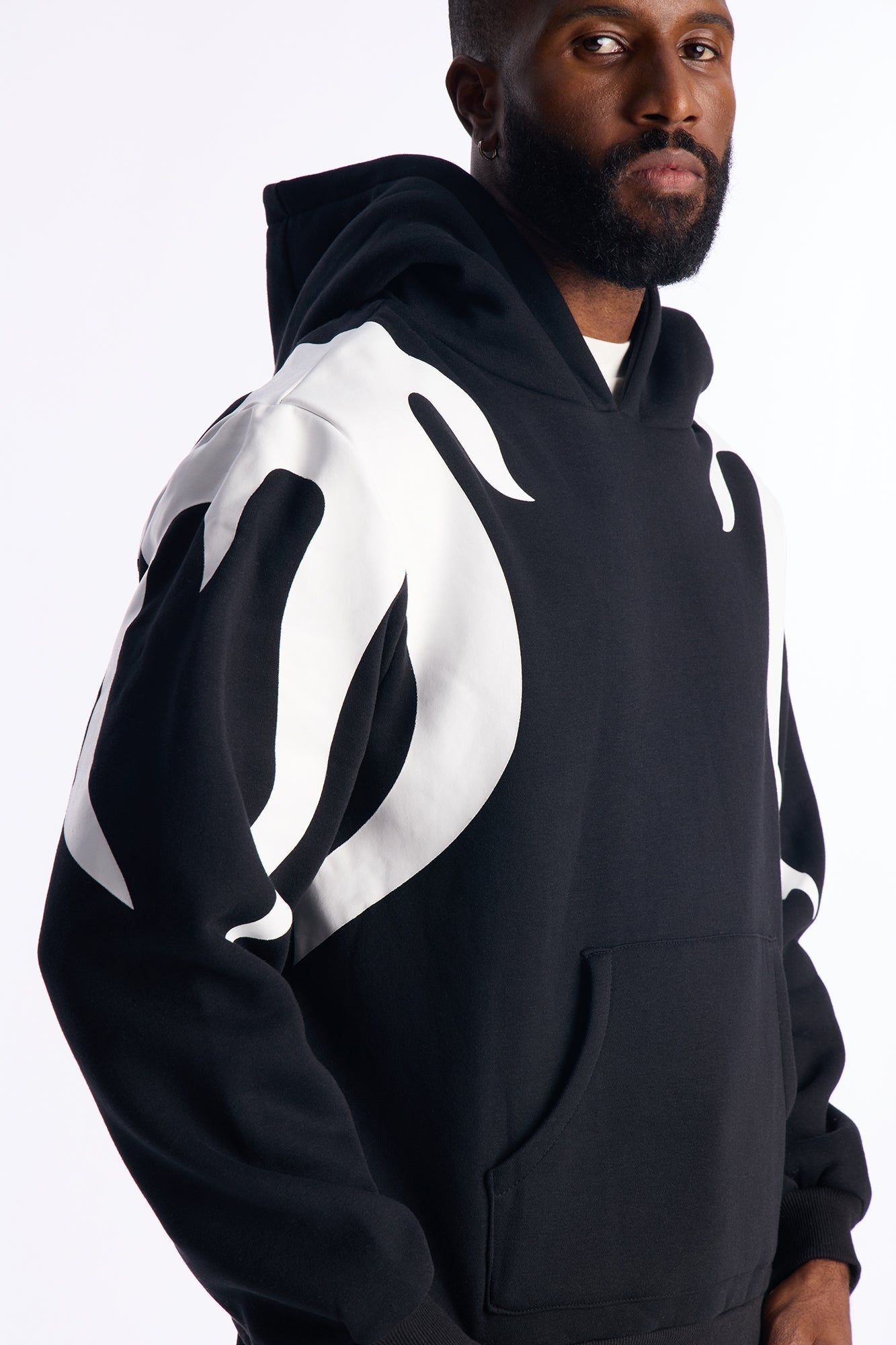 Fire Patched Hoodie - Black