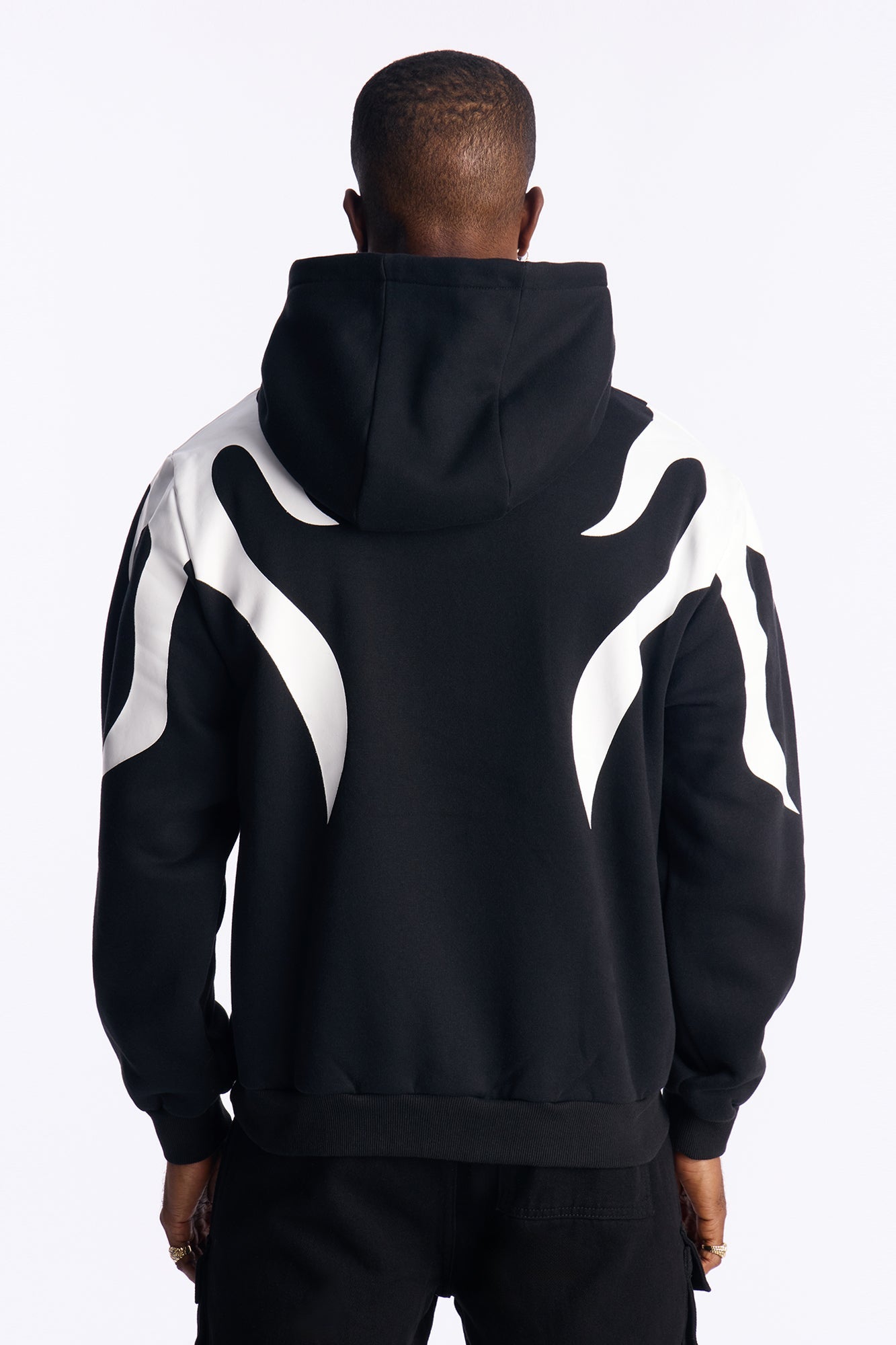 Fire Patched Hoodie - Black
