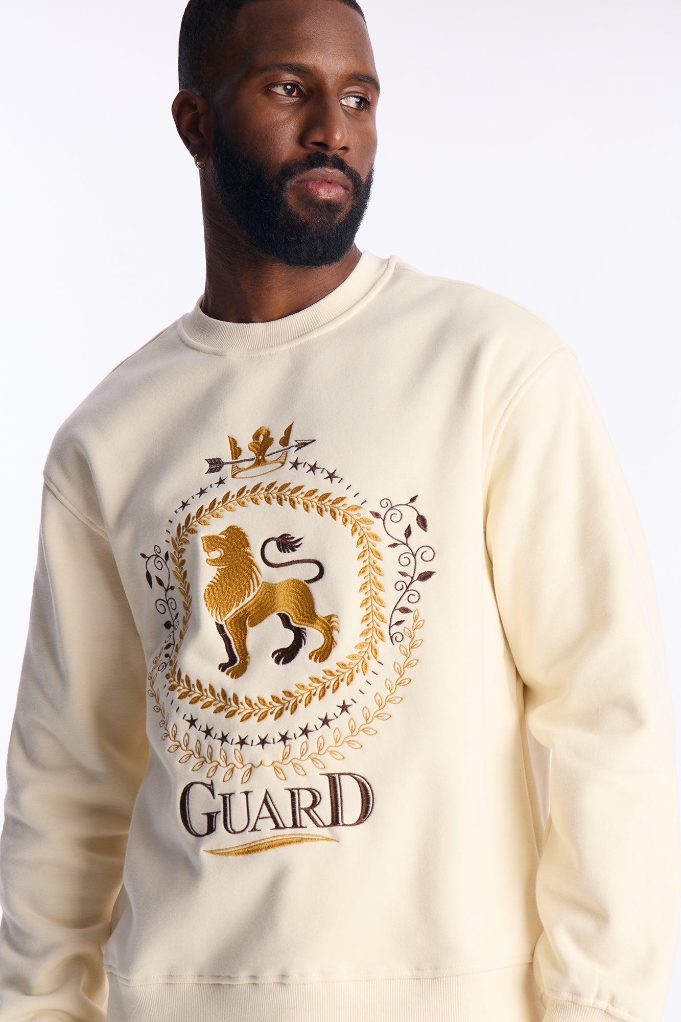 Royal Guard Relaxed Crew Neck Sweater - Cream