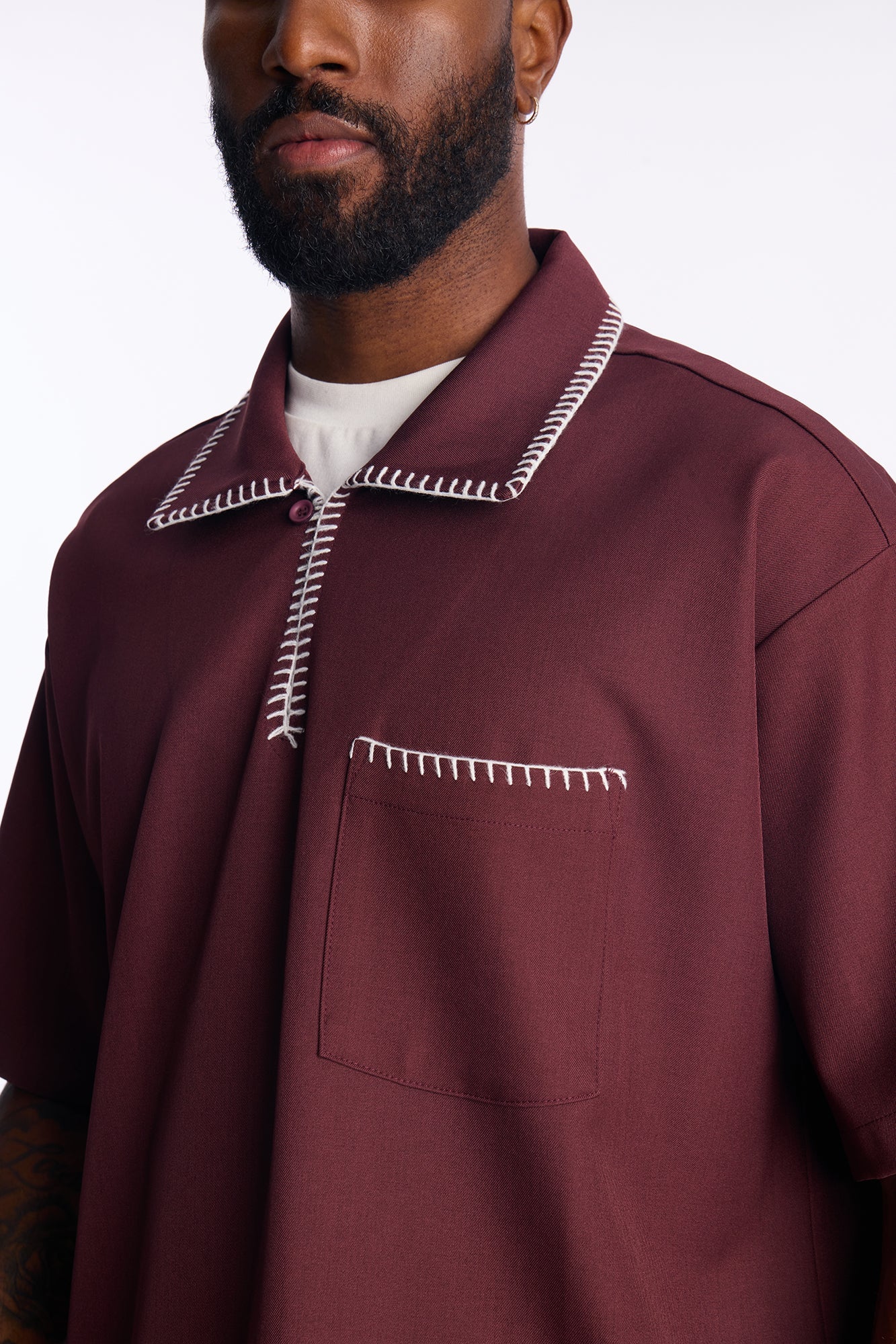 Hyde Stitch Polo - Burgundy