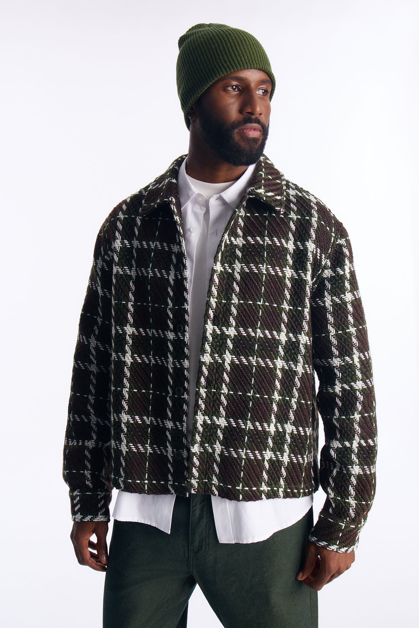 Cropped Nepal Button Up Shirt - Olive