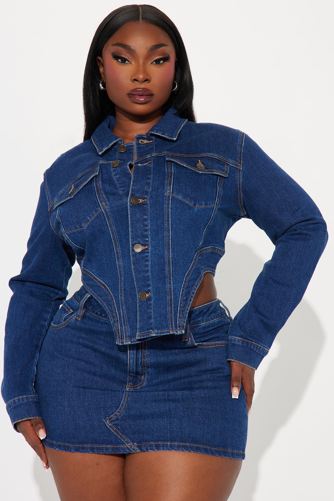 Break Free Denim Skirt Set - Dark Wash