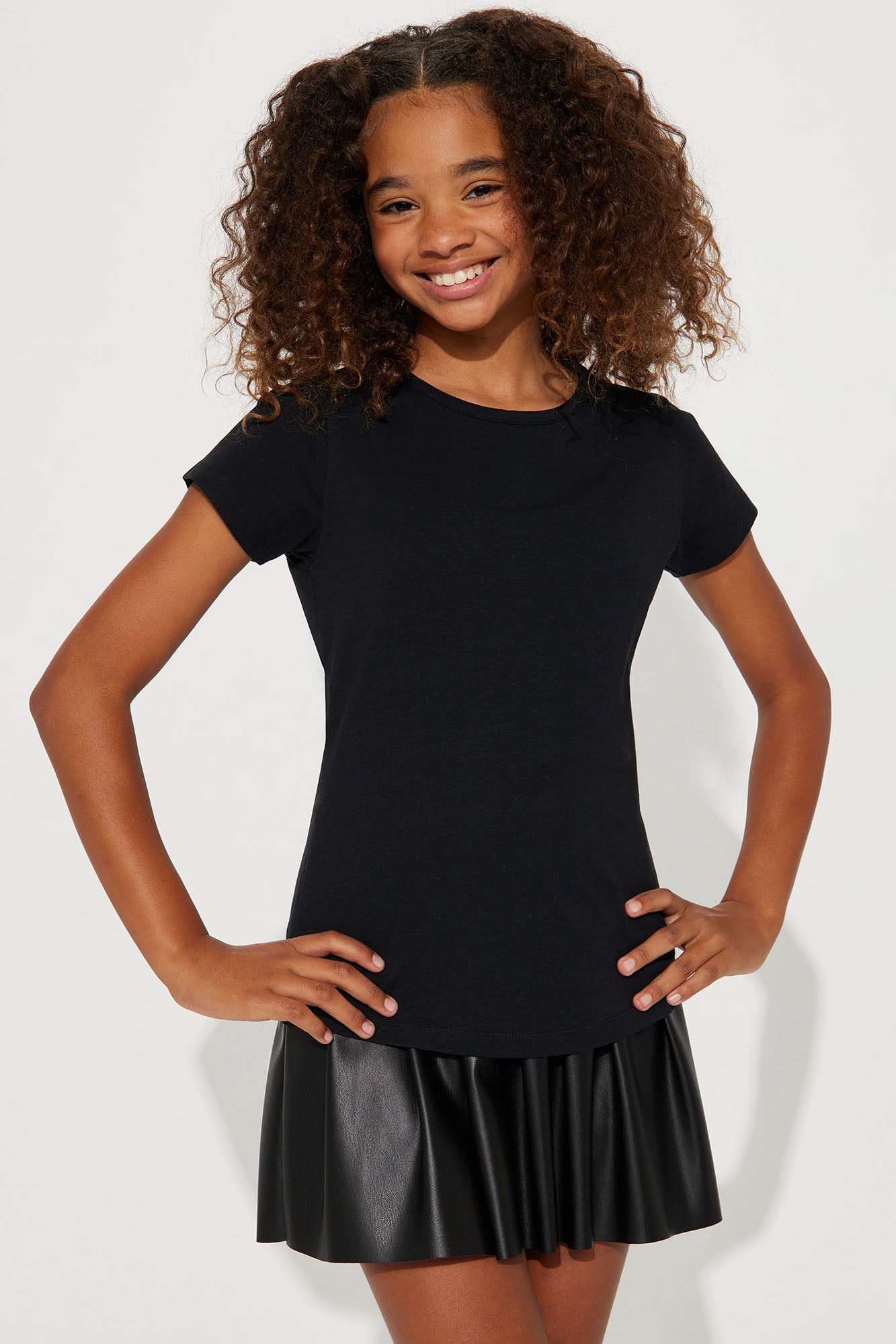 Mini Lily Crew Neck Top - Black