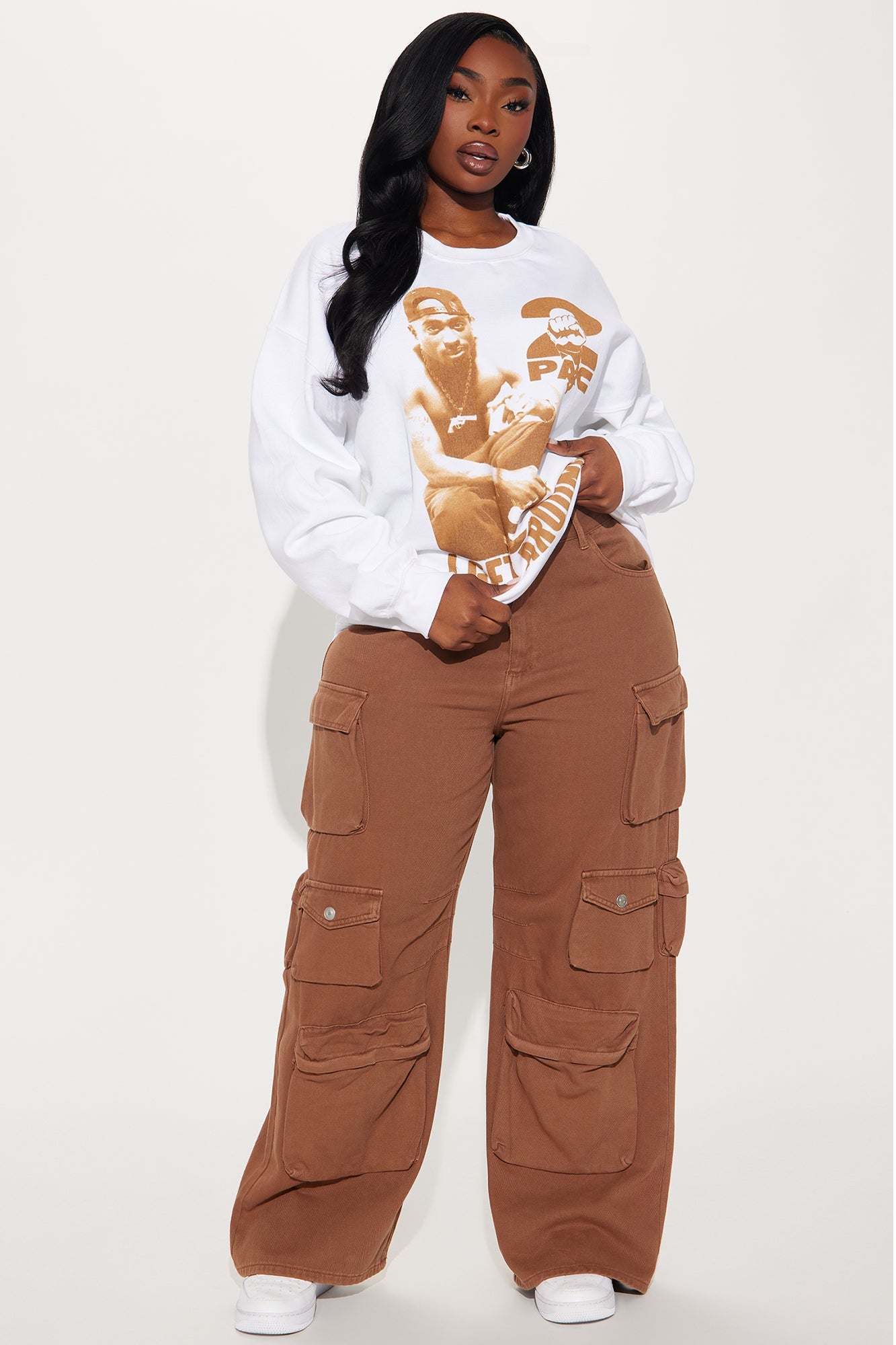 Tupac I Get Around Crew Neck Sweatshirt - White
