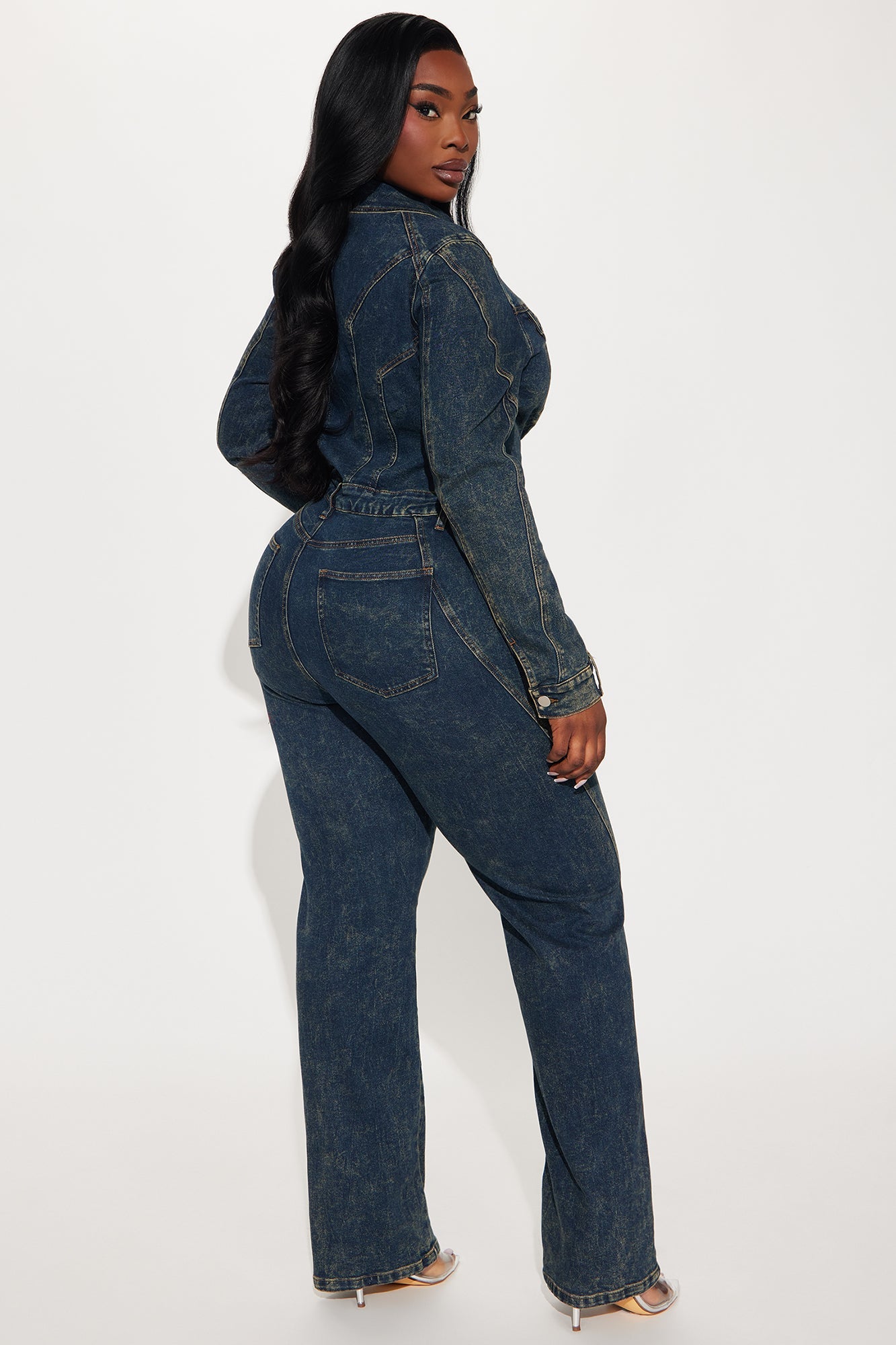 Downtown Vibe Denim Jumpsuit - Dark Wash