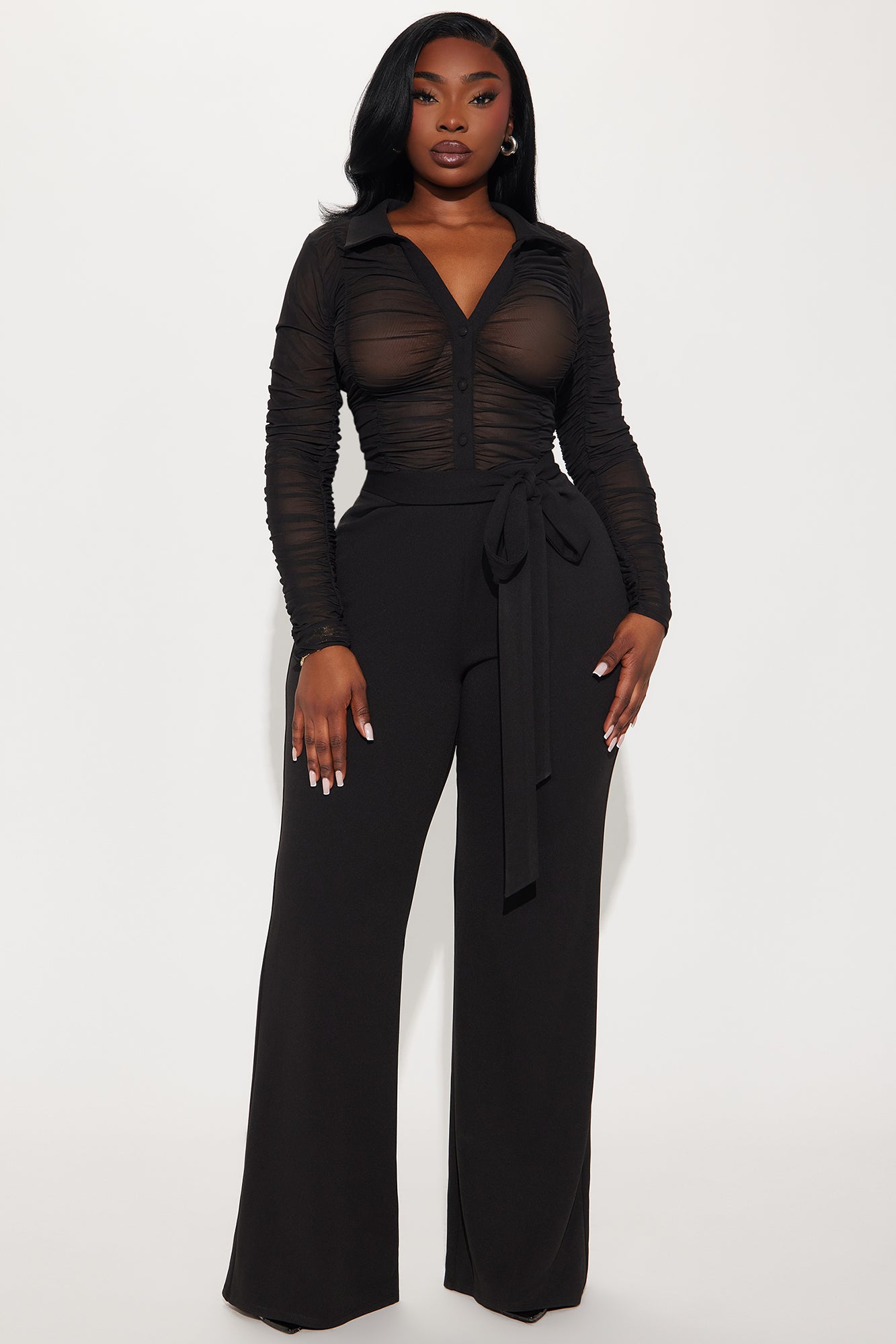 Very Classy Ruched Jumpsuit - Black