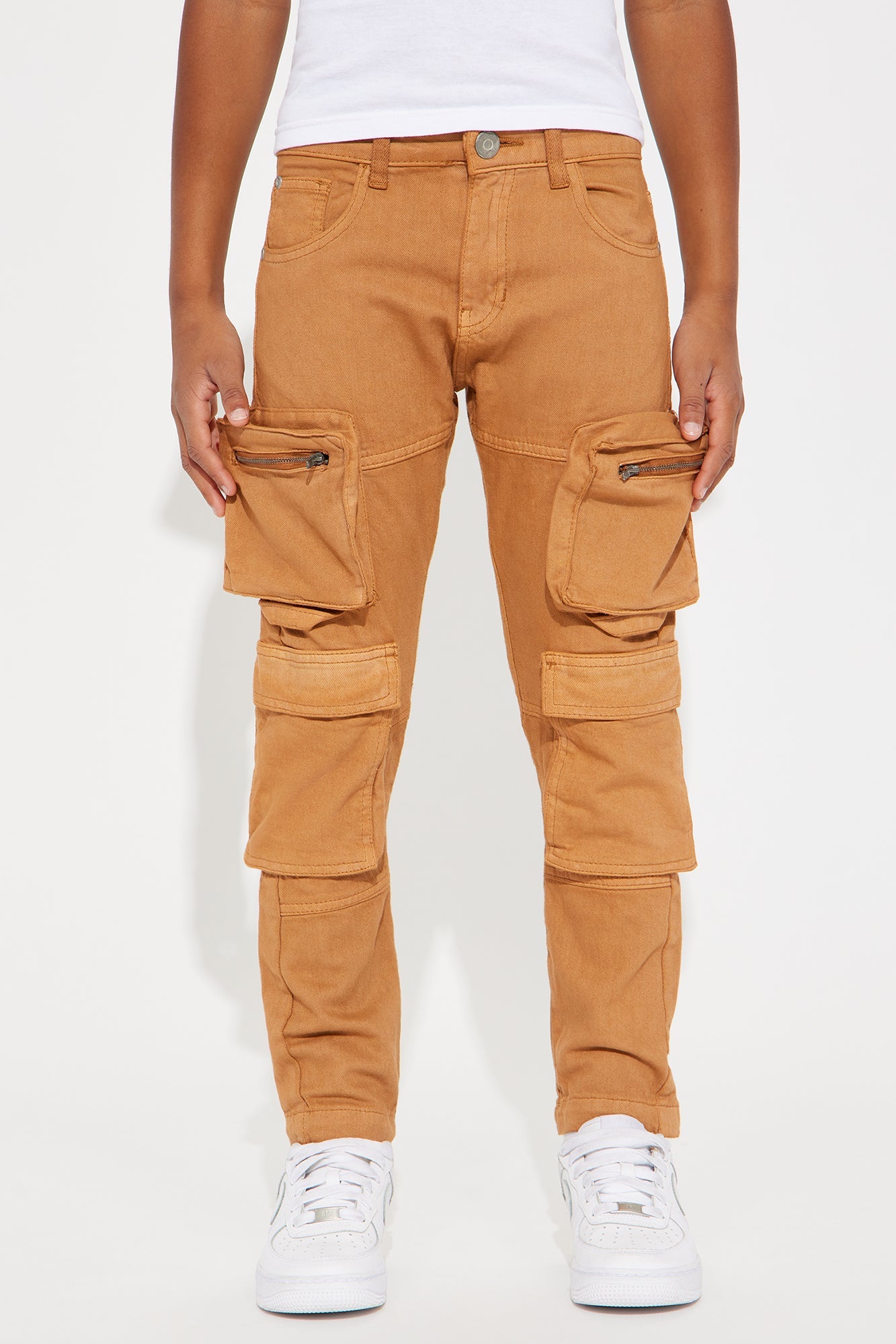 Mini Time Is Now Cargo Skinny Denim Jean - Brown
