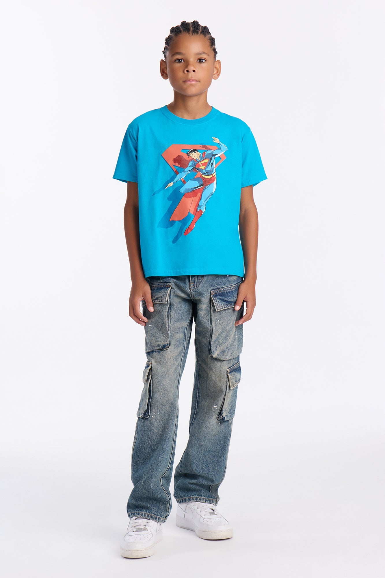 Mini Superman Taking Flight Short Sleeve Tee - Light Blue