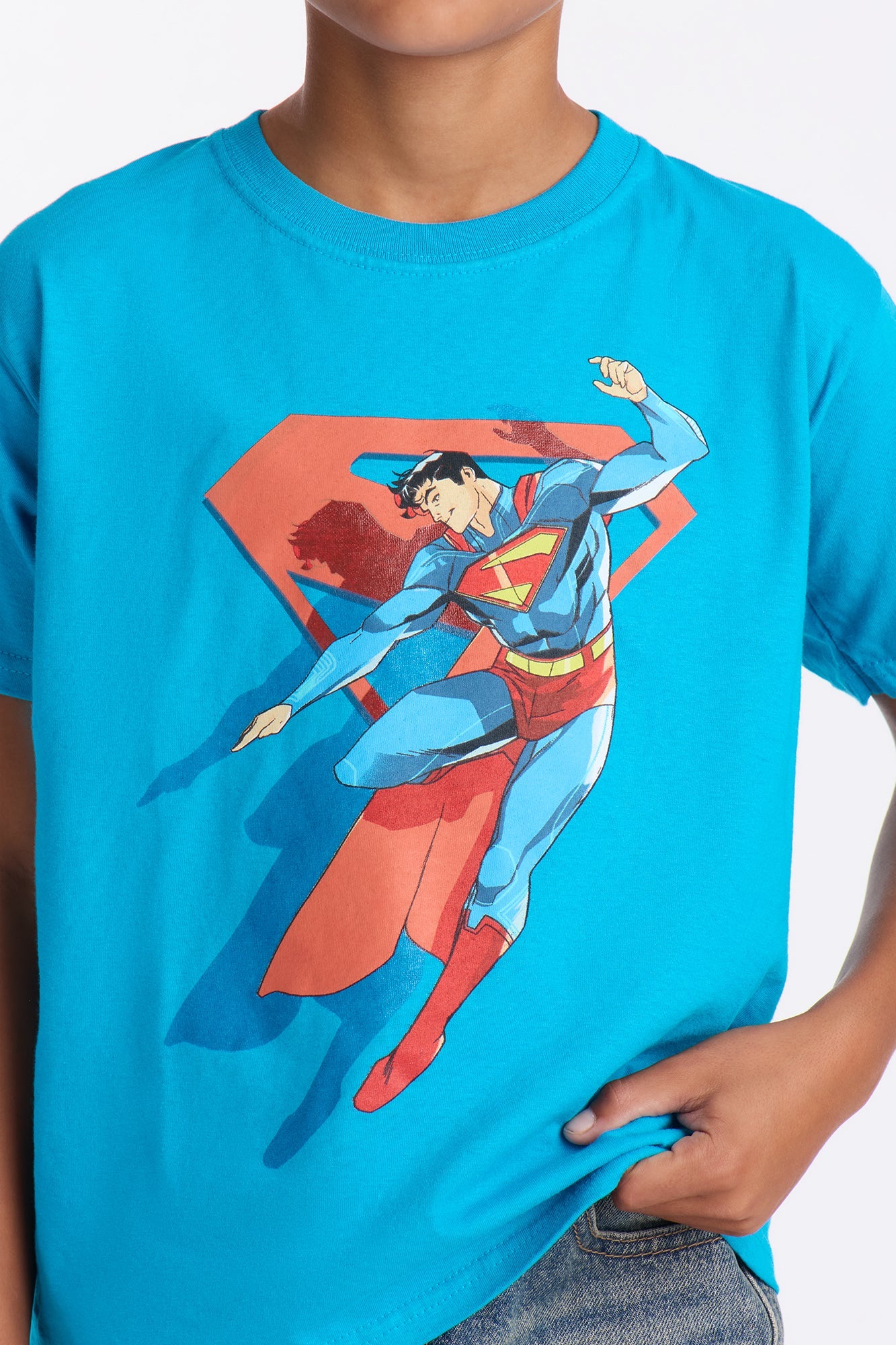 Mini Superman Taking Flight Short Sleeve Tee - Light Blue