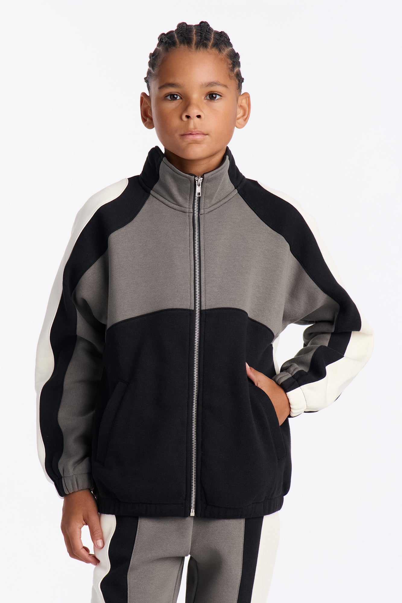 Mini Paneled Fleece Jacket - Multi Color
