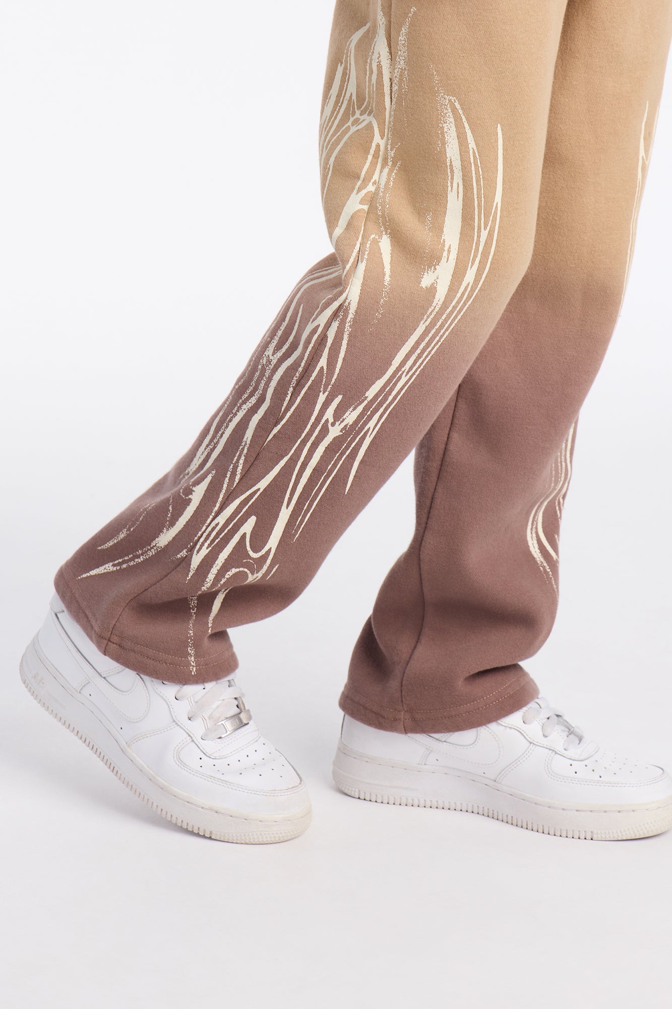 Mini Faded Flames Straight Sweatpants - Brown