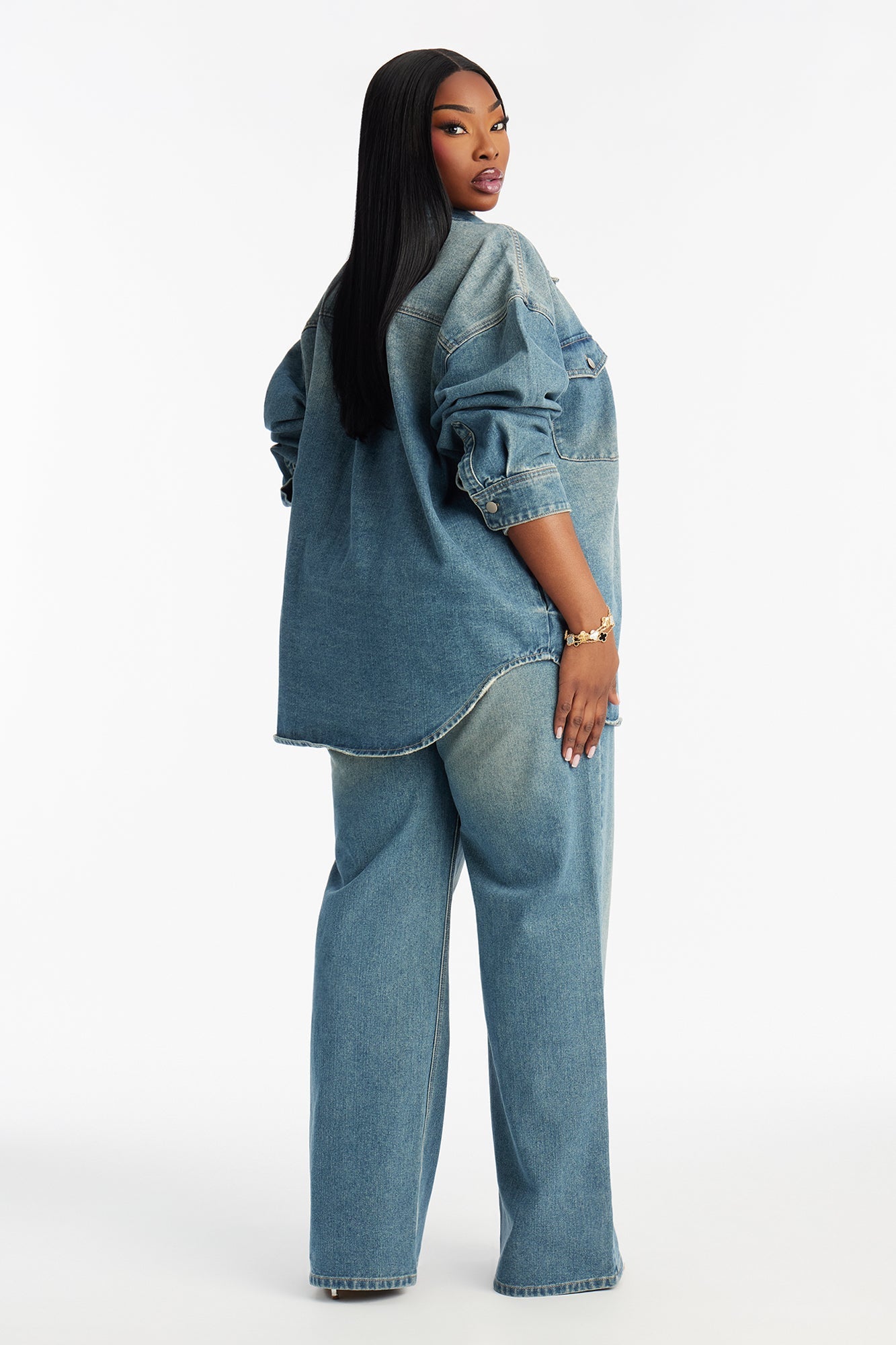 Luna Non Stretch Wide Leg Jeans - Vintage Wash
