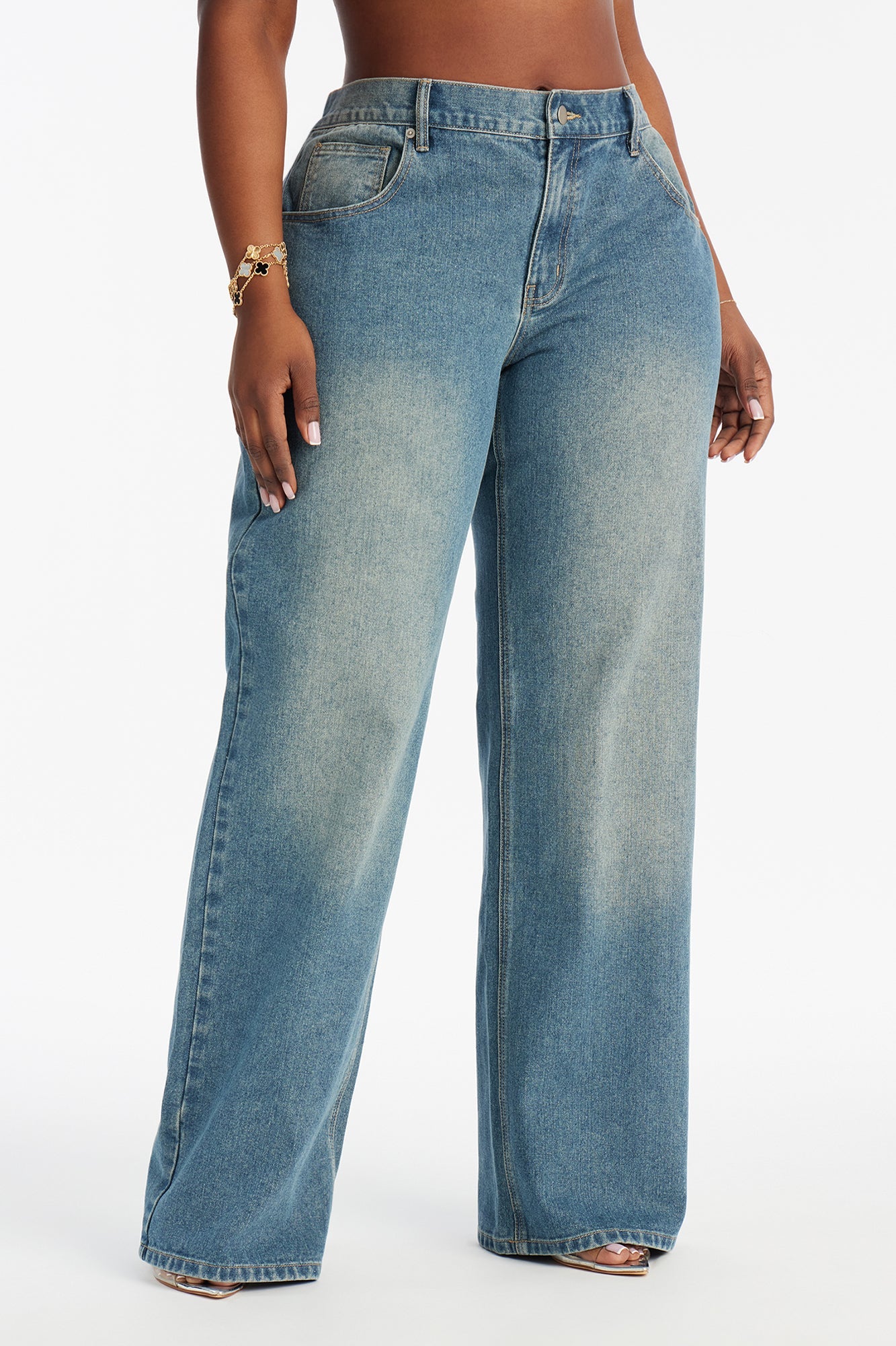 Luna Non Stretch Wide Leg Jeans - Vintage Wash