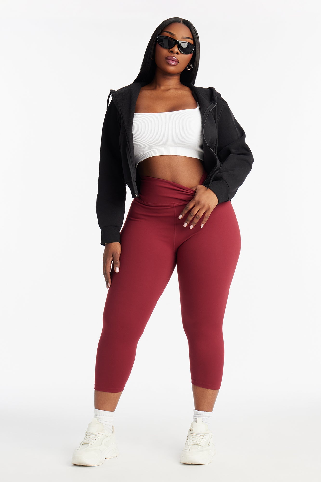 Flexibility Super Soft Capri Active Legging - Burgundy