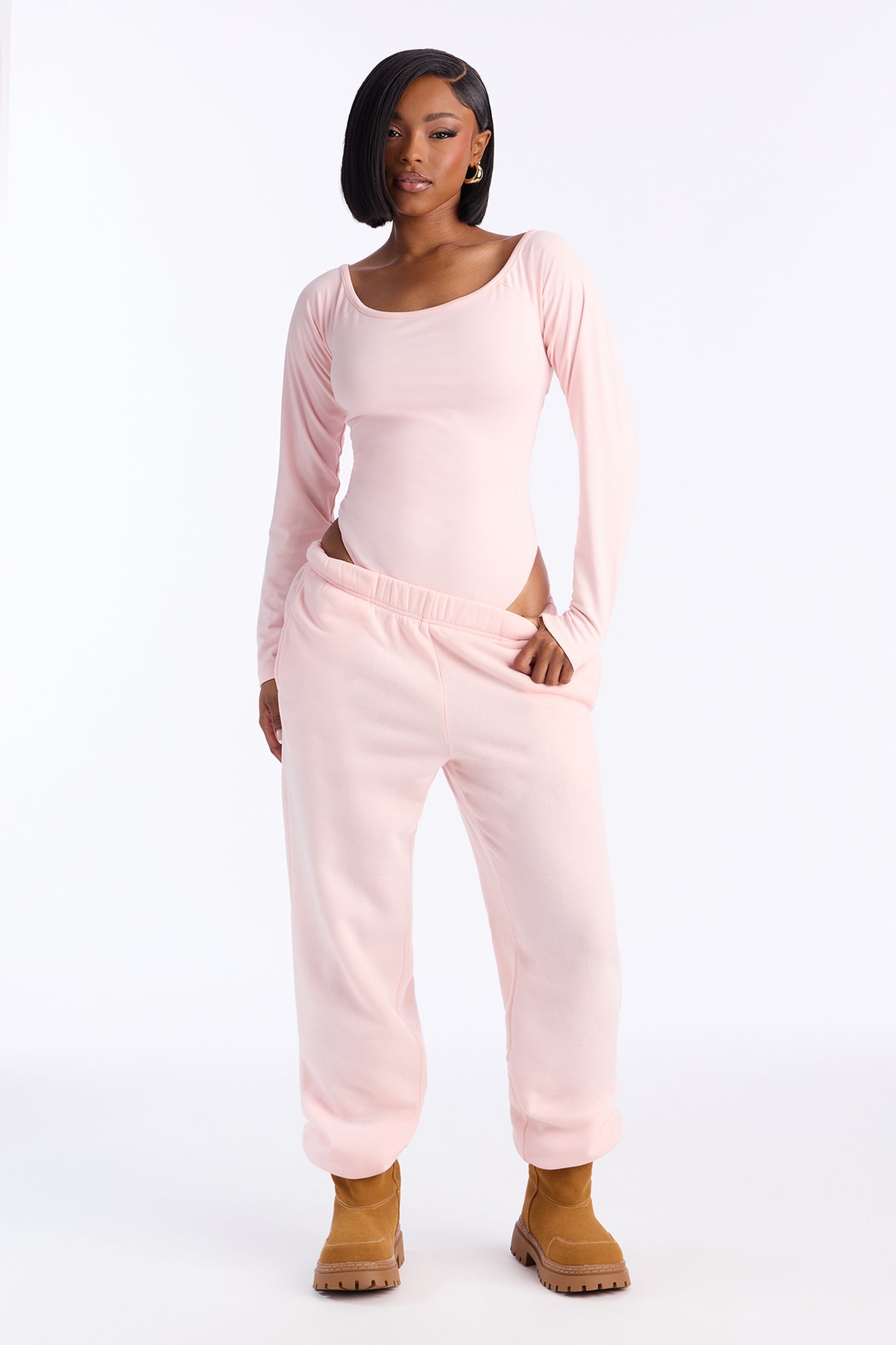 Jasmine Bodysuit Jogger Set - Light Pink