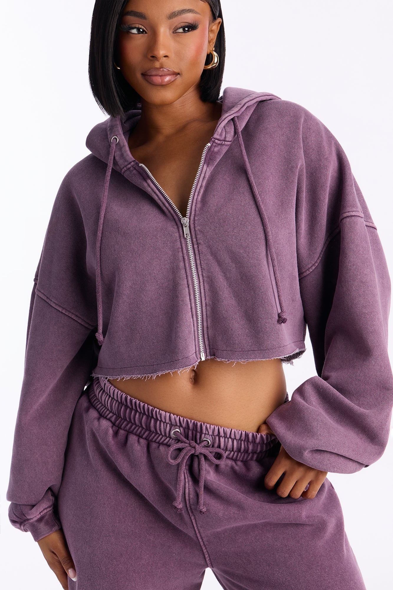 On The Go Fleece Pant Set - Purple