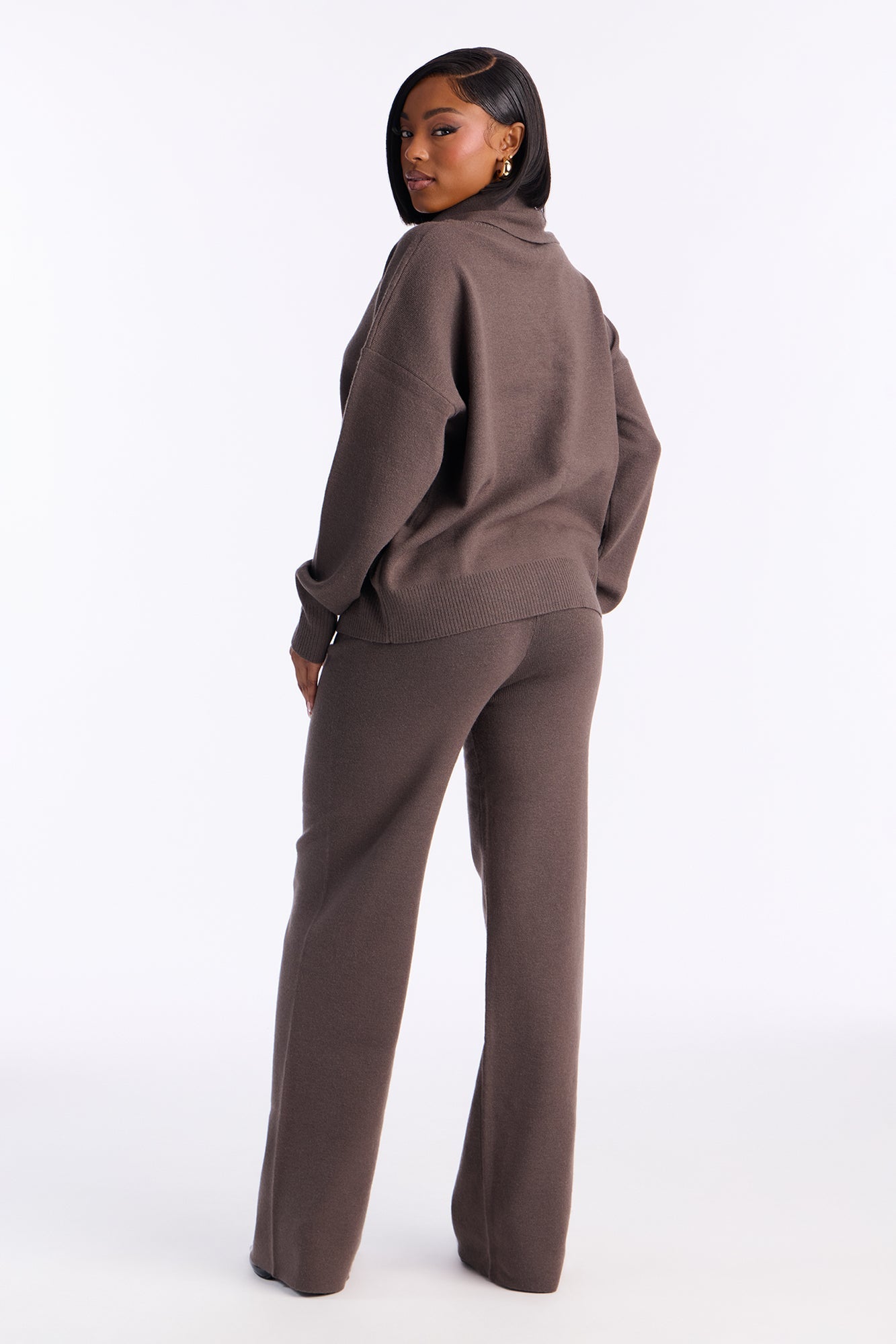 Better Than You Scarf Sweater Pant Set - Charcoal