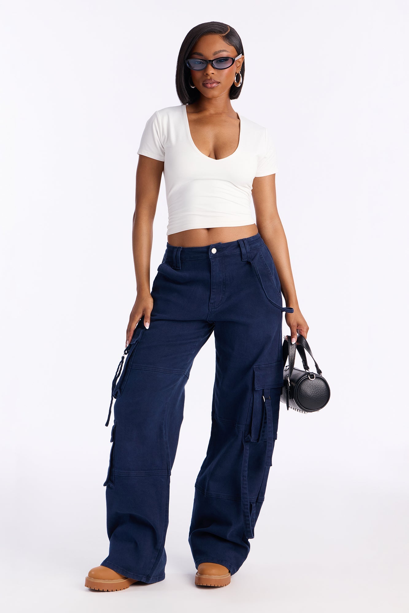 Desi Mineral Wash Cargo Pant - Navy