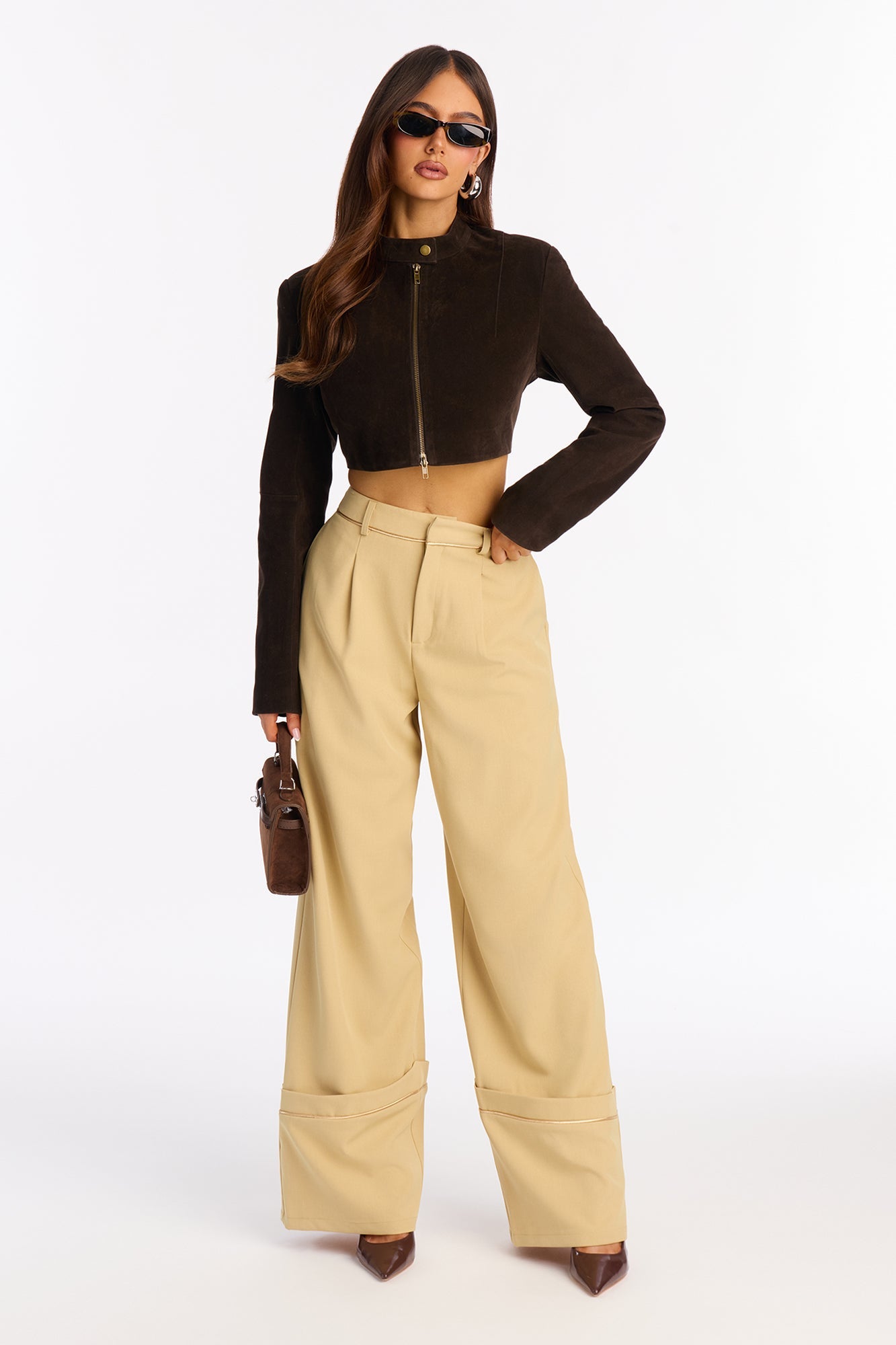 Molly Wide Leg Cuffed Trouser Pant 32″ - Mustard