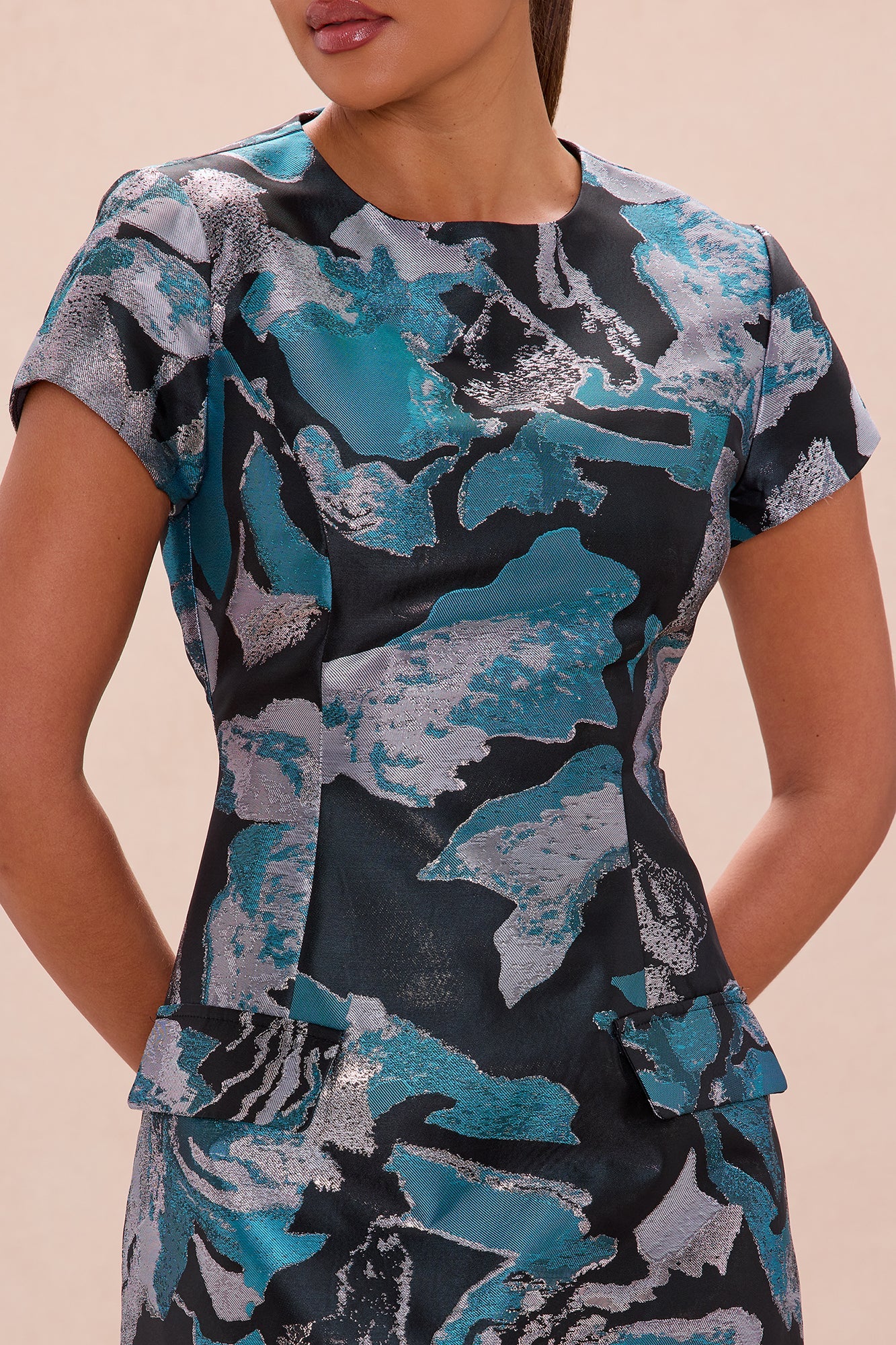 Brianna Jacquard Mini Dress - Blue/combo