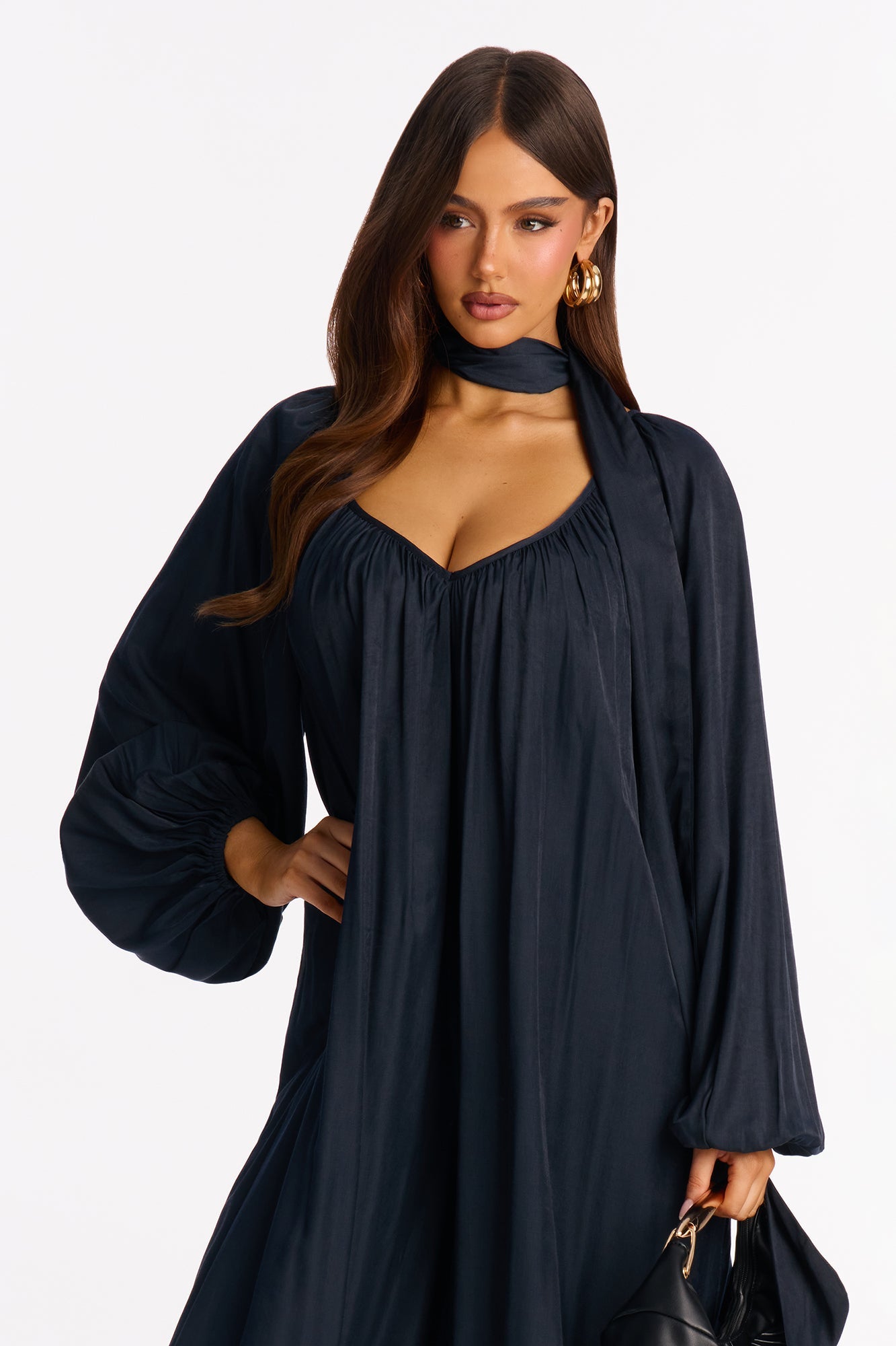 Satin Sips Balloon Wide Leg Jumpsuit - Navy