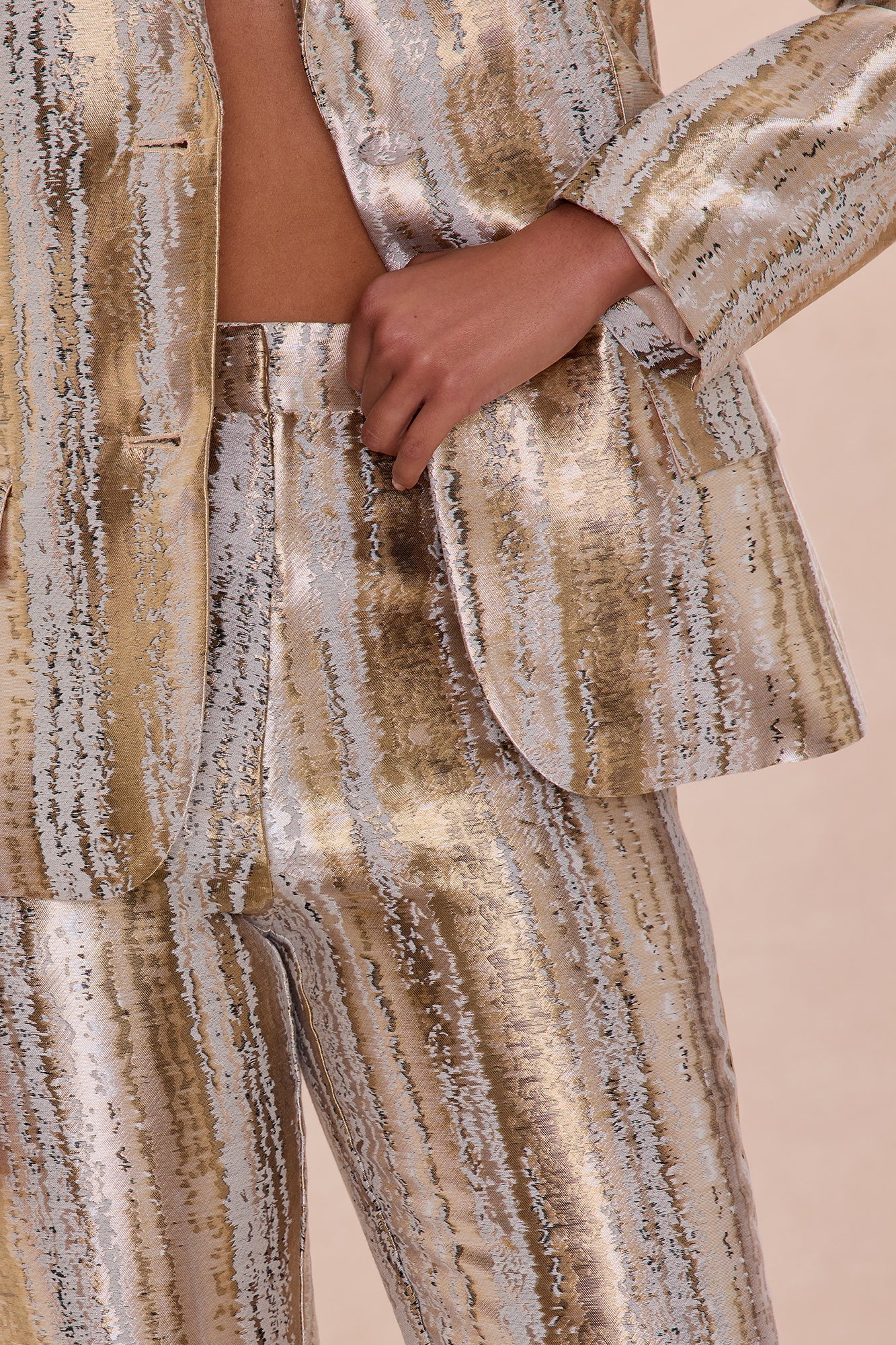 Blake Jacquard Blazer Pant Set - Gold/combo