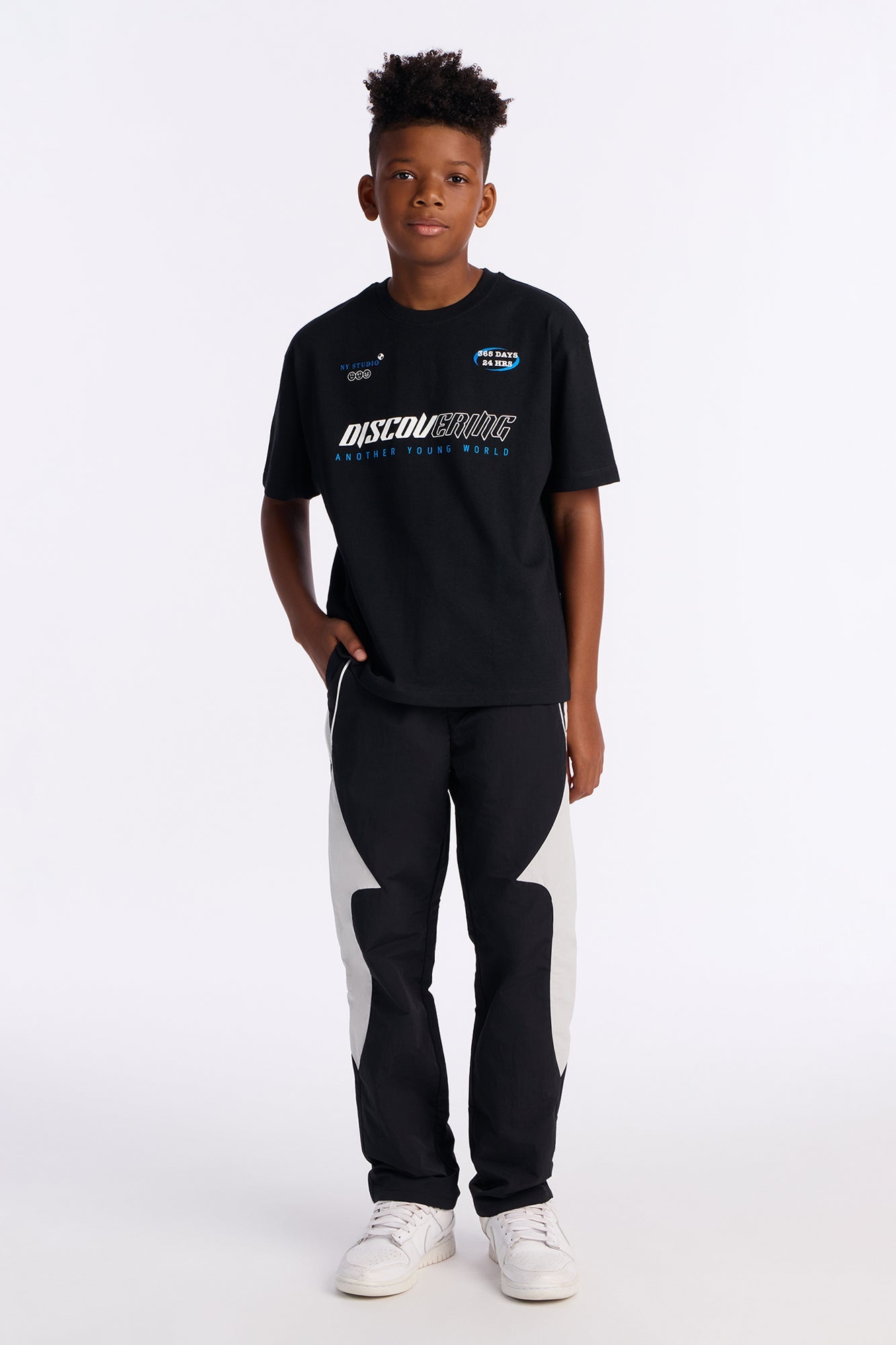 Mini Discovering Front/Back Short Sleeve Tee - Black
