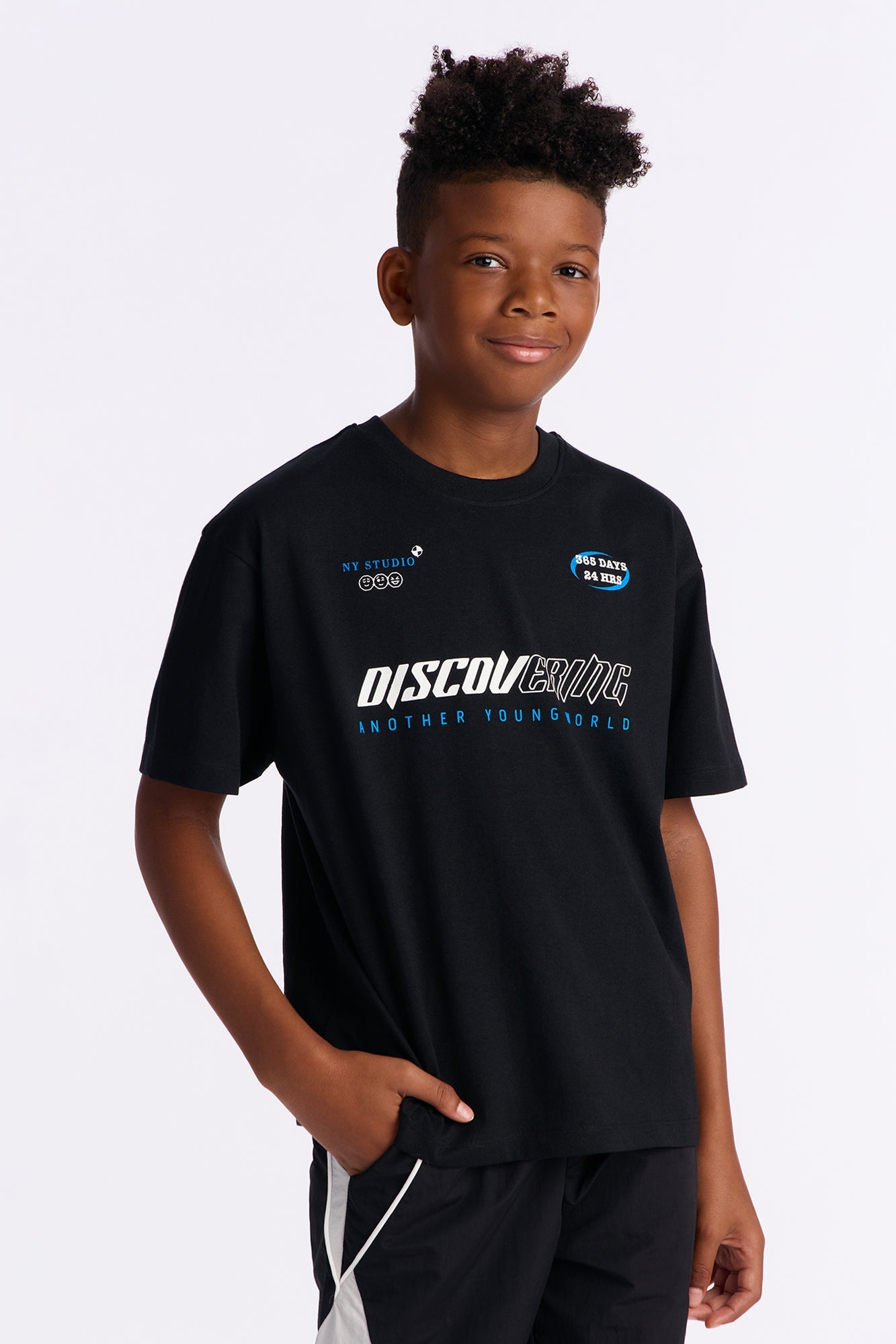 Mini Discovering Front/Back Short Sleeve Tee - Black