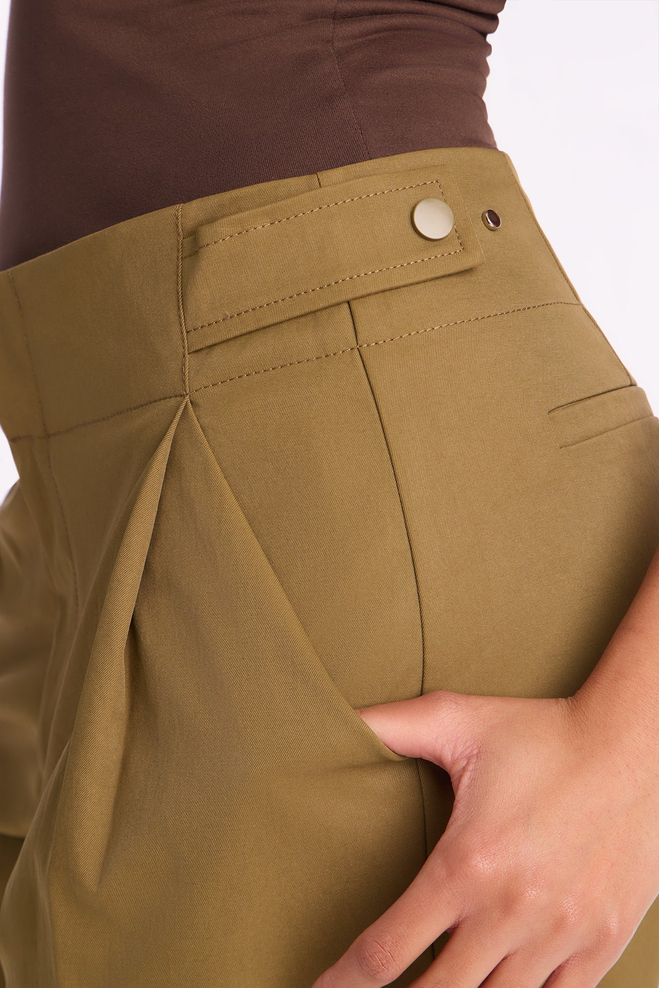 Cami Wide Leg Brushed Twill Pant 32″ - Olive