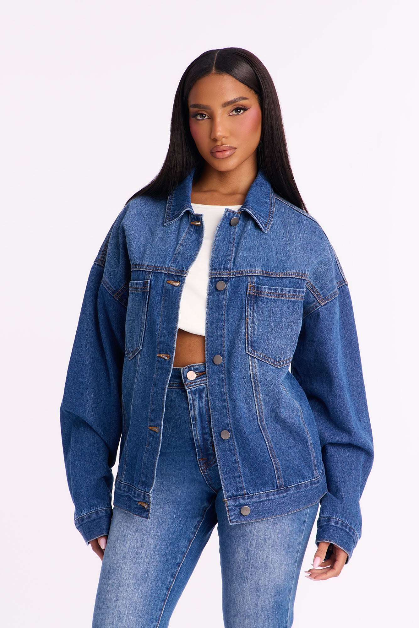 Work Is Done Denim Swing Jacket - Medium Wash
