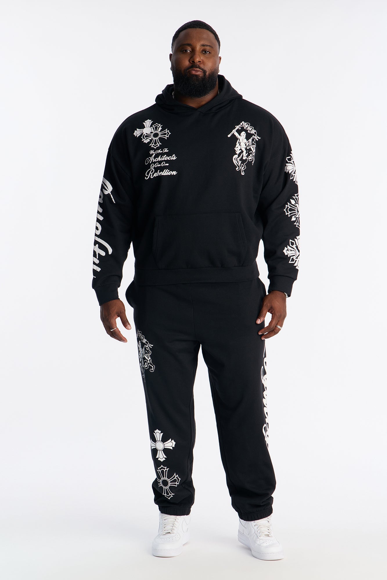 Loyalty Royalty Cross Oversized Hoodie - Black