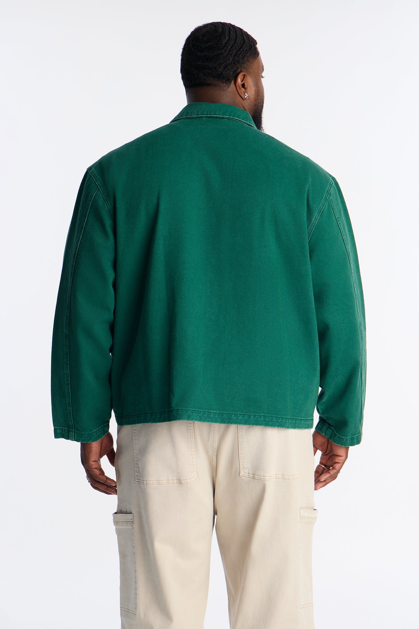 Relaxed Canvas Utility Work Jacket - Green