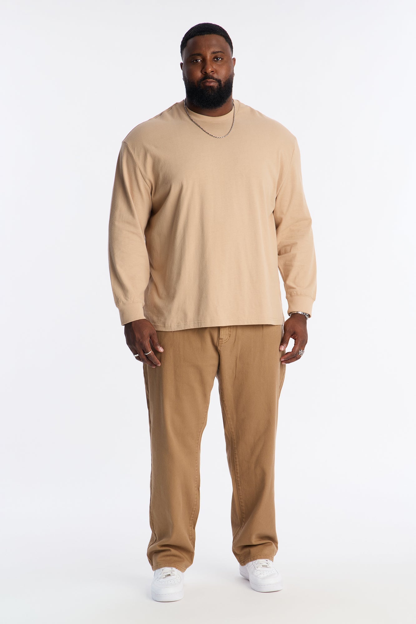 Brushed Relaxed Cotton Tee - Tan