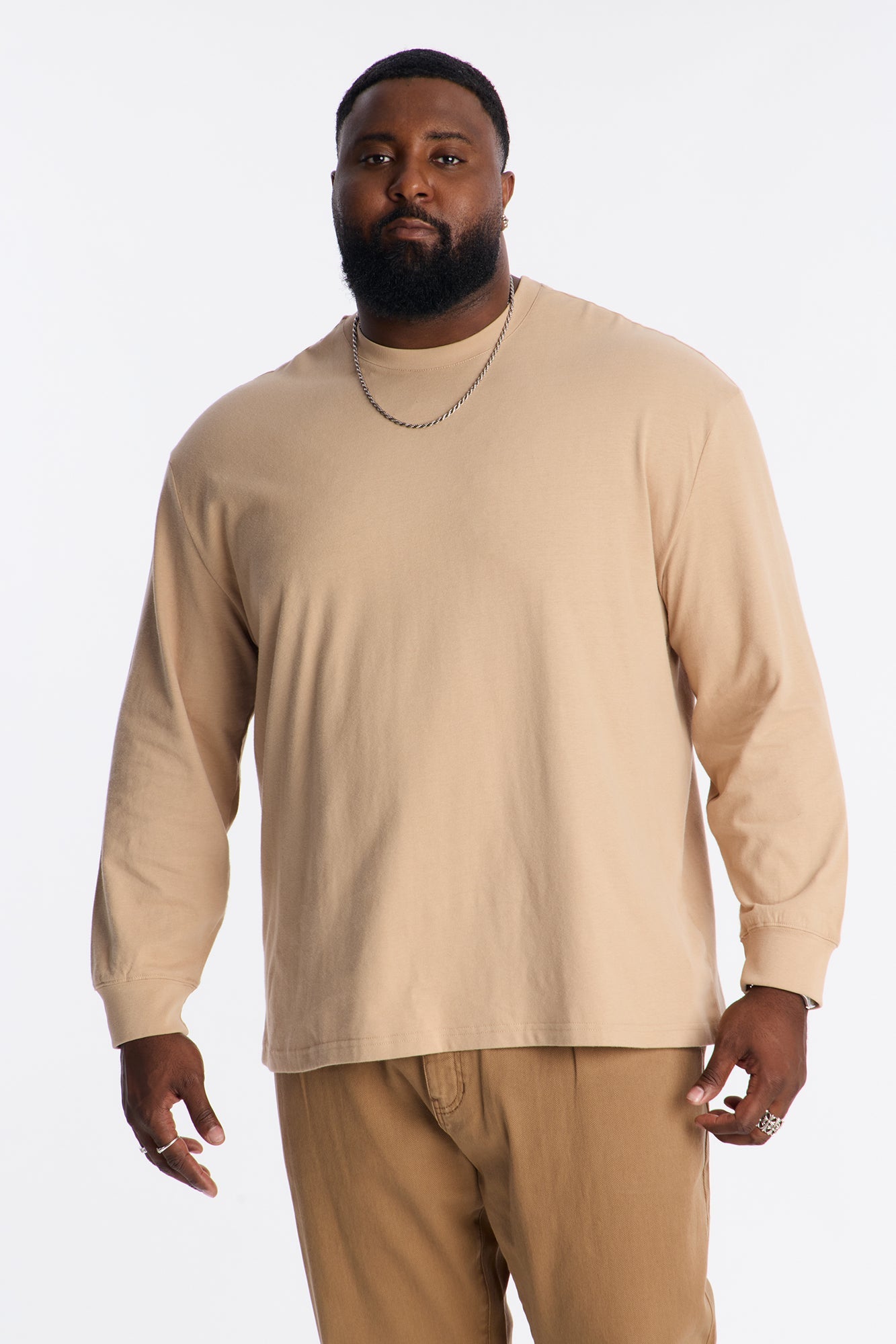 Brushed Relaxed Cotton Tee - Tan