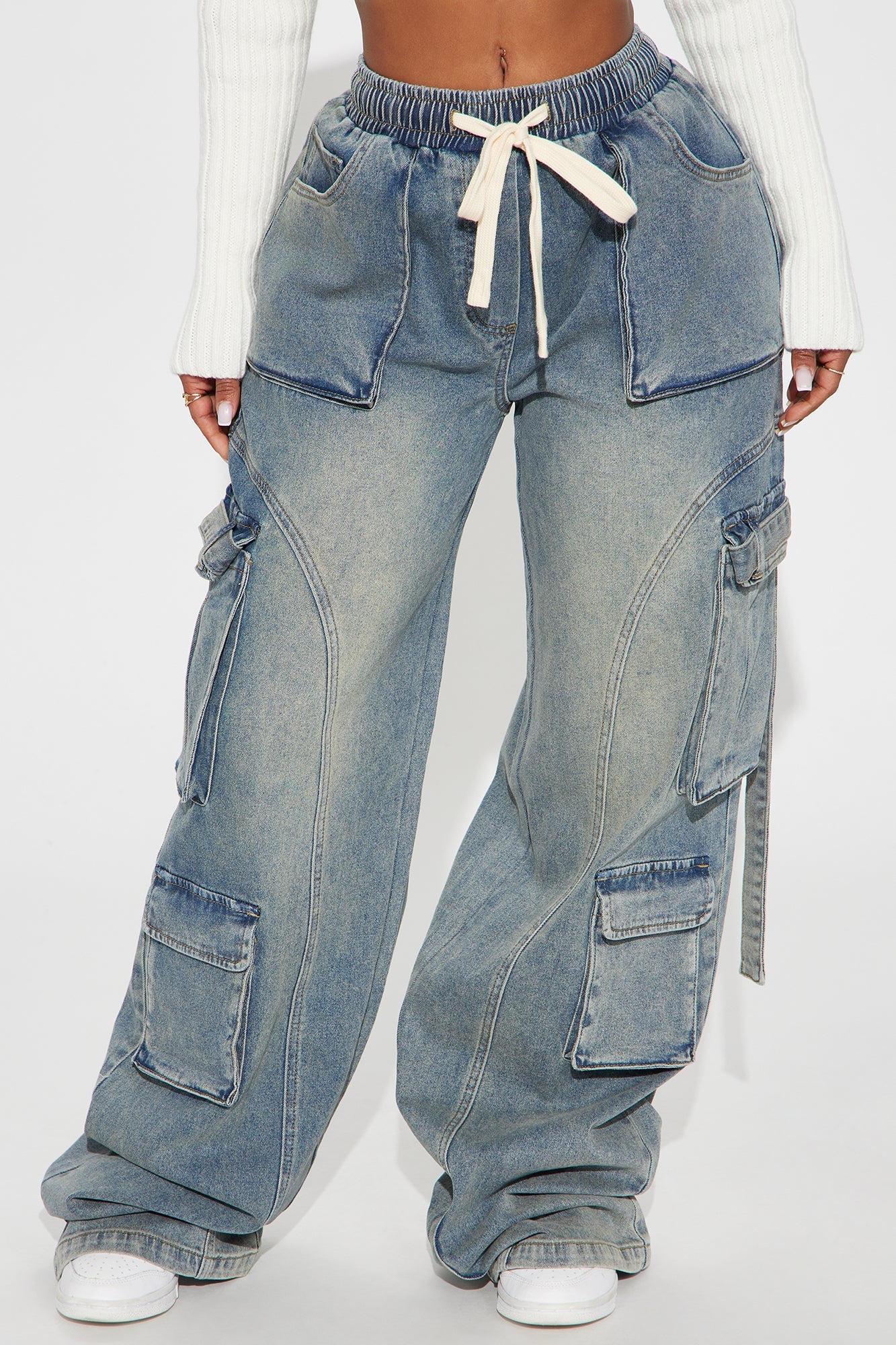 Tall Met My Match Baggy Cargo Jeans - Vintage Wash