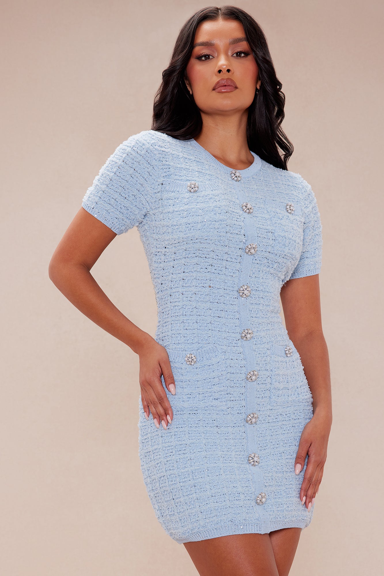 Sadie Sweater Mini Dress - Blue