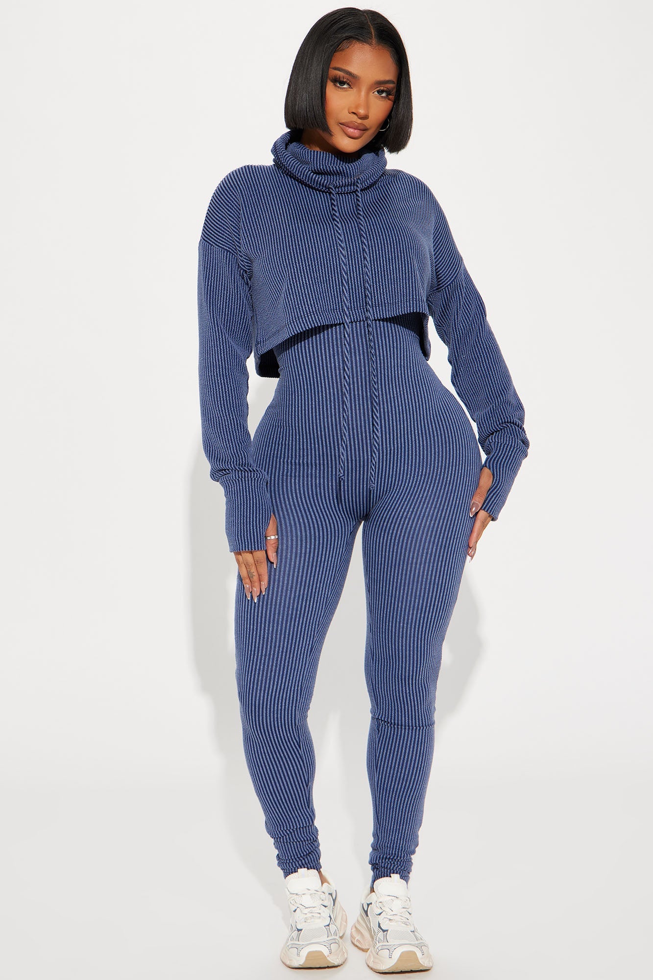 Thinking It Over 2 Piece Jumpsuit Set - Navy