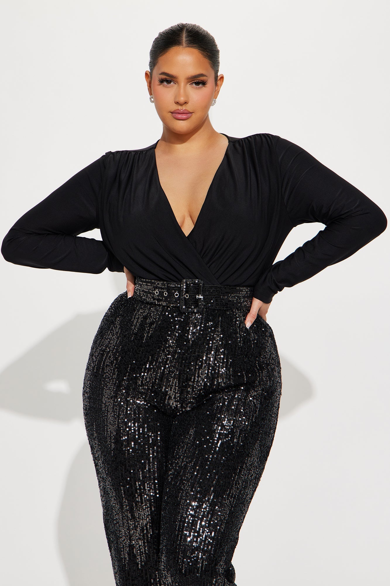 Shine For You Sequin Jumpsuit - Black
