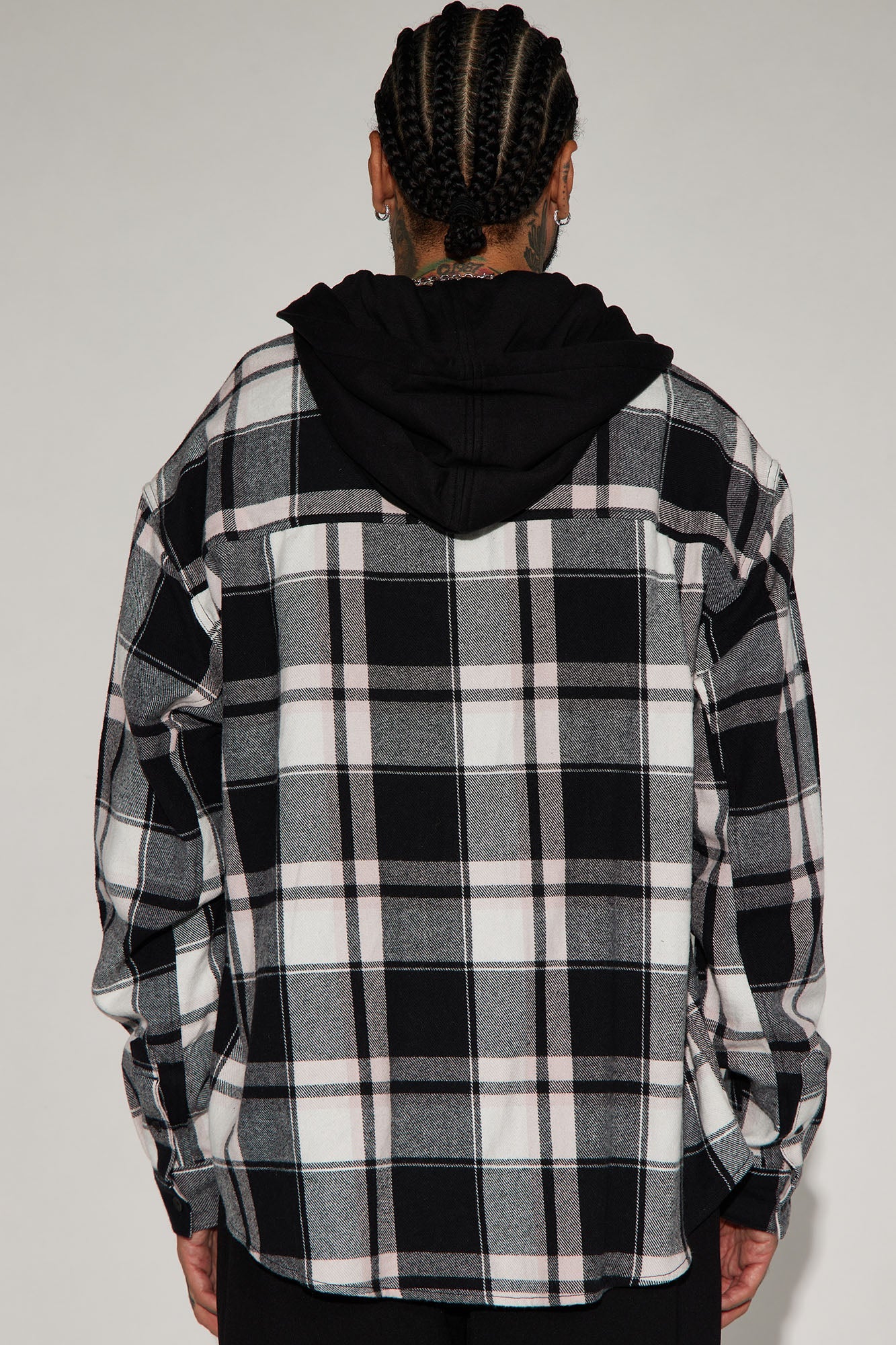 Time Gon Tell Hooded Oversized Shacket - Black/Pink
