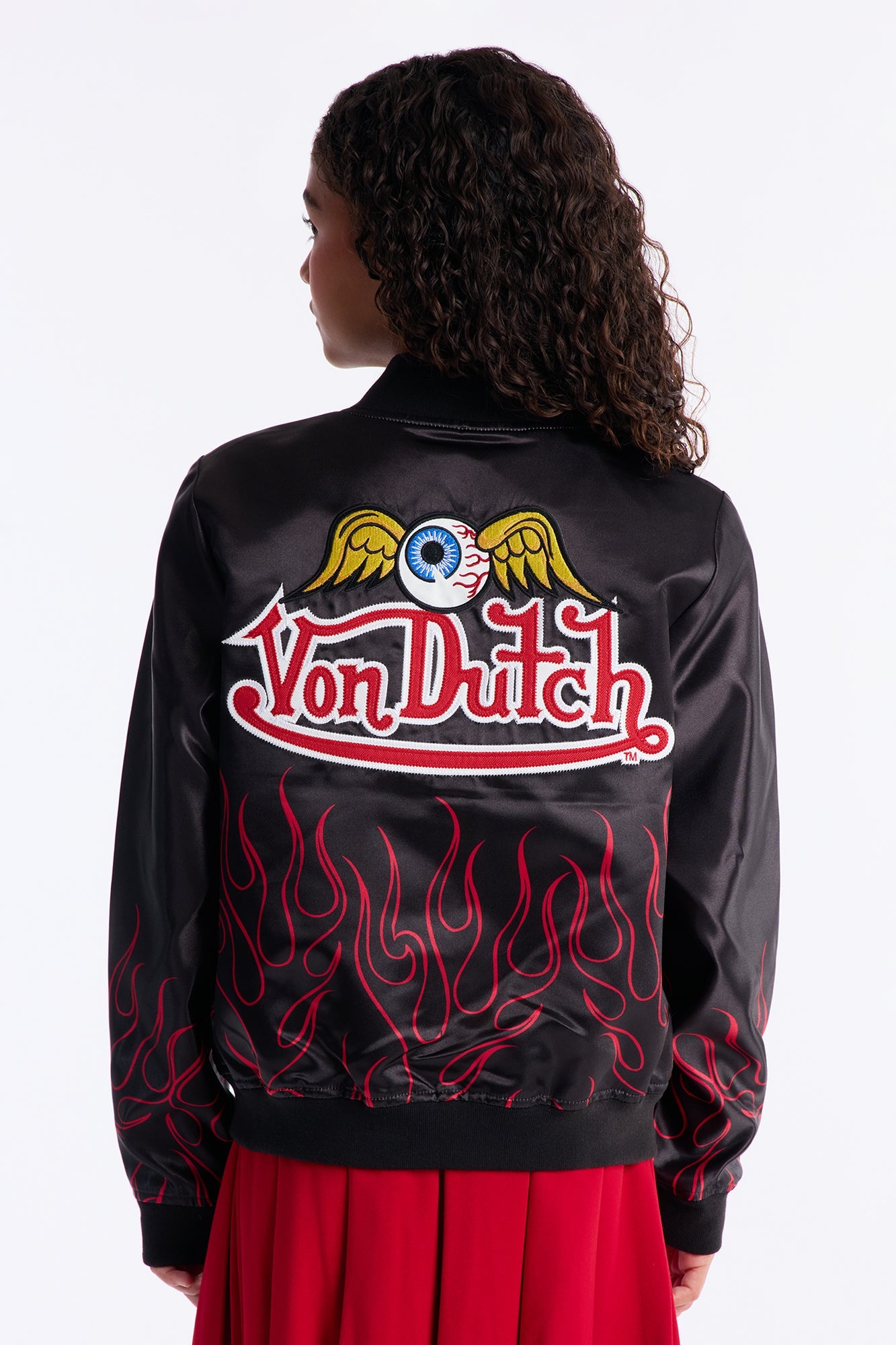 Mini Von Dutch Heat Satin Bomber Jacket - Black
