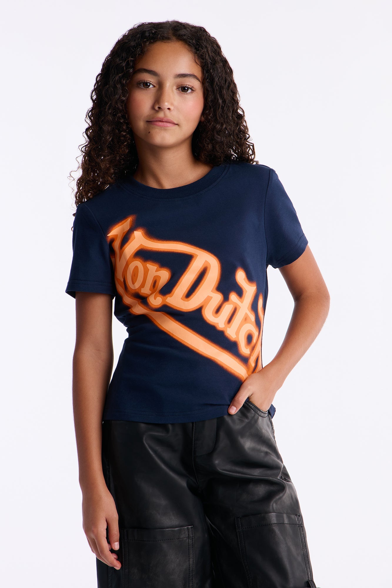 Mini Von Dutch Wrapped Logo Short Sleeve Tee - Navy