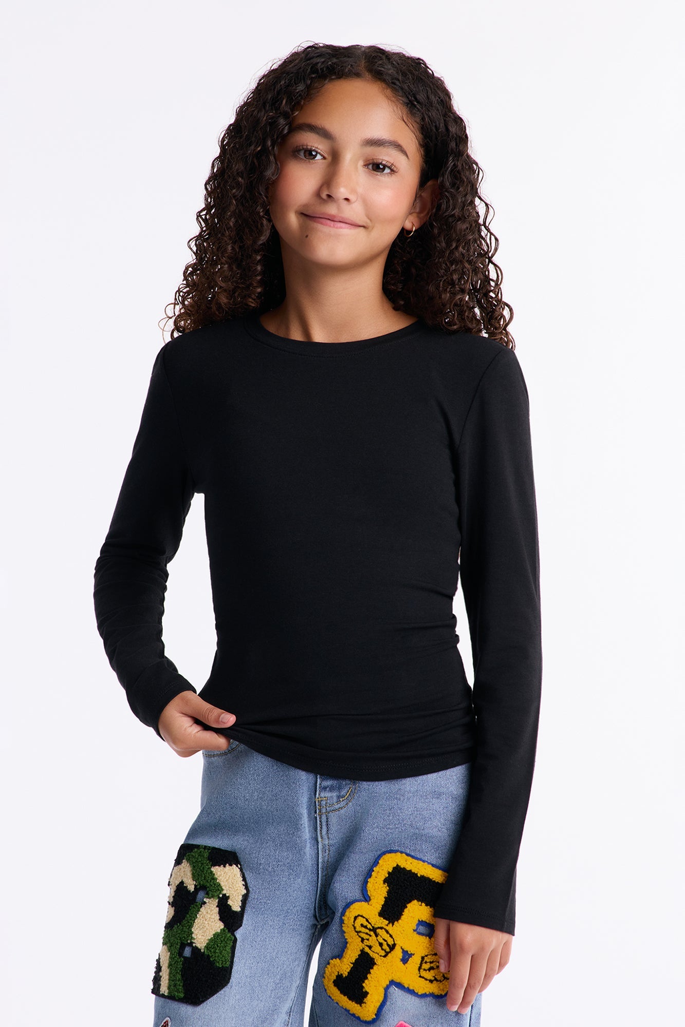 Mini Julia Long Sleeve Top - Black