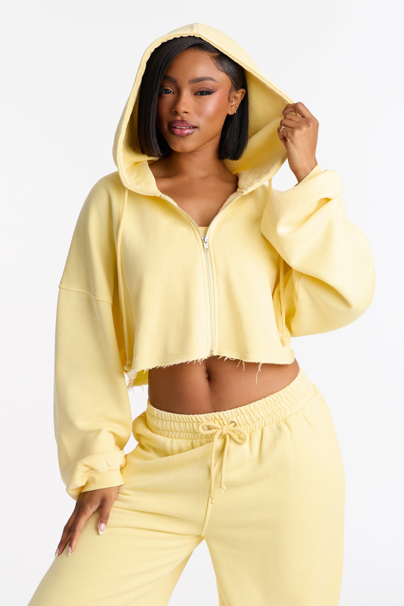 On The Go Fleece Pant Set - Yellow