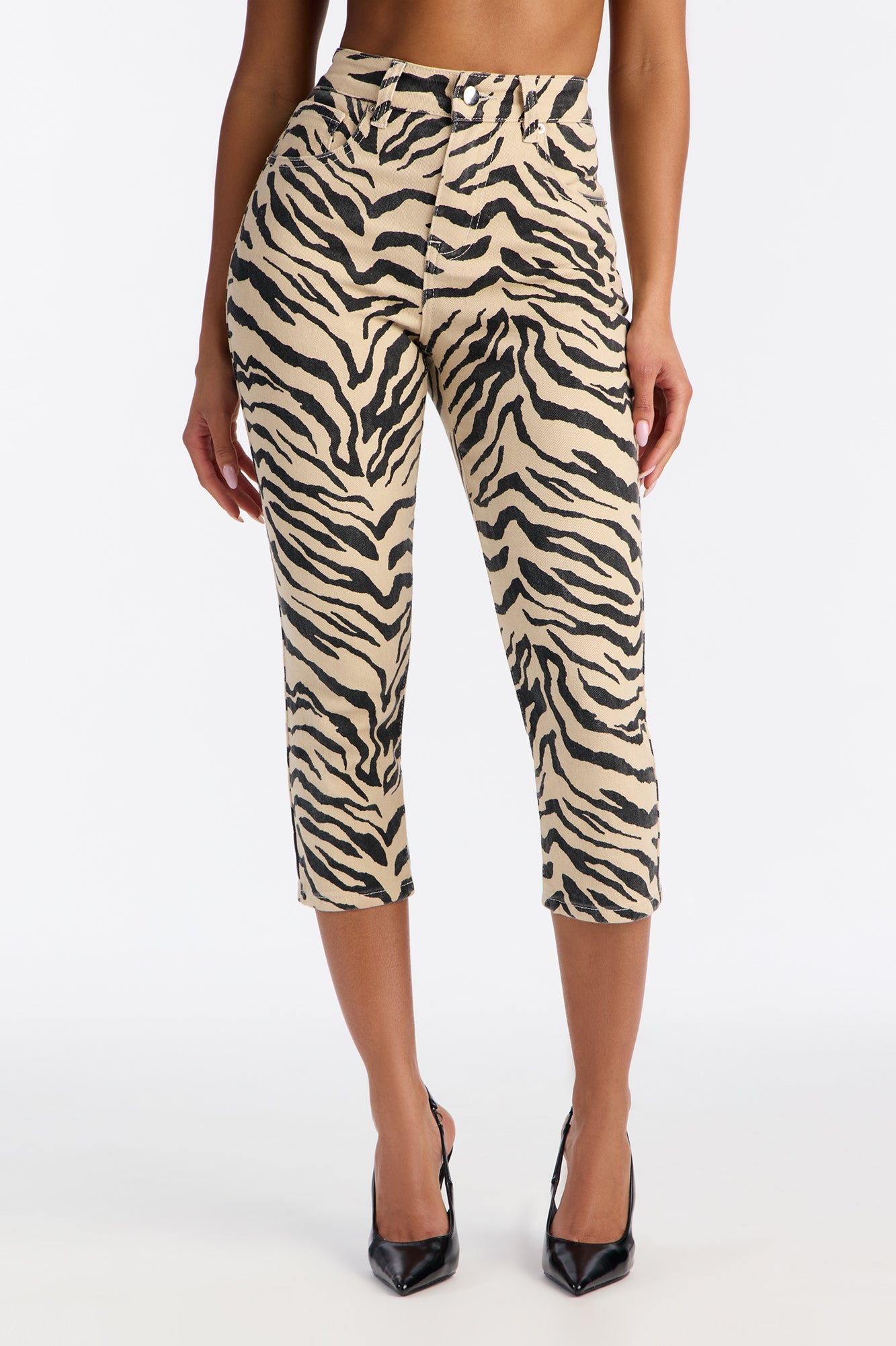 Savanna Skinny Capri Jeans - Cream/combo