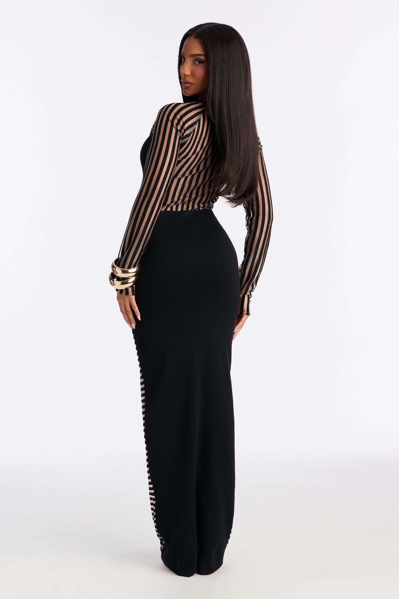 Sleeker Than You Striped Maxi Dress - Black