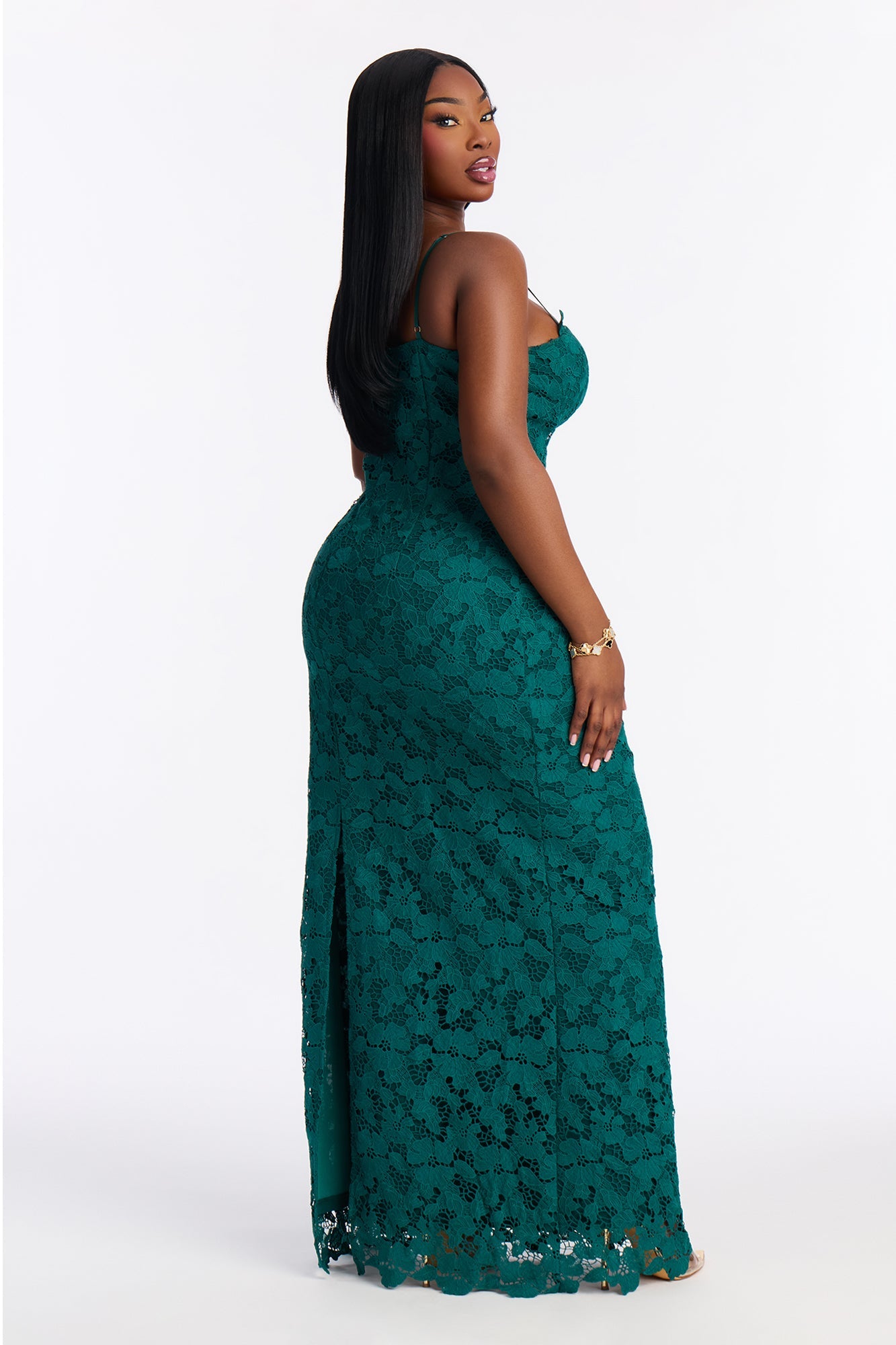 Leila Lace Maxi Dress - Hunter